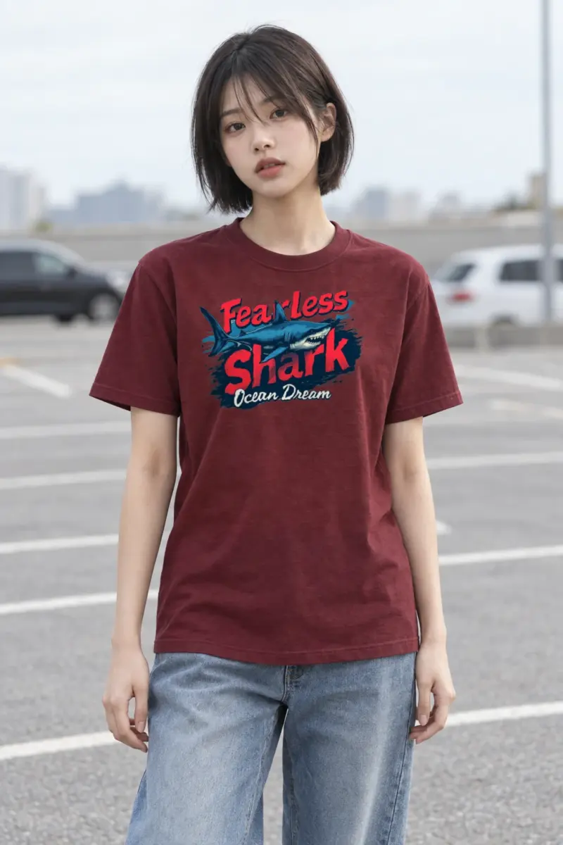 "Fearless Shark" Heavyweight Unisex Crewneck T-shirt | Gildan 5000