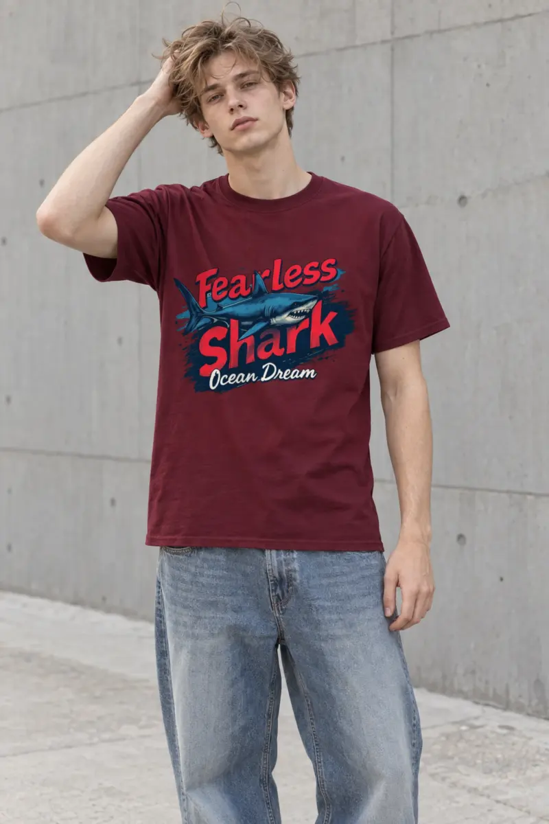 "Fearless Shark" Heavyweight Unisex Crewneck T-shirt