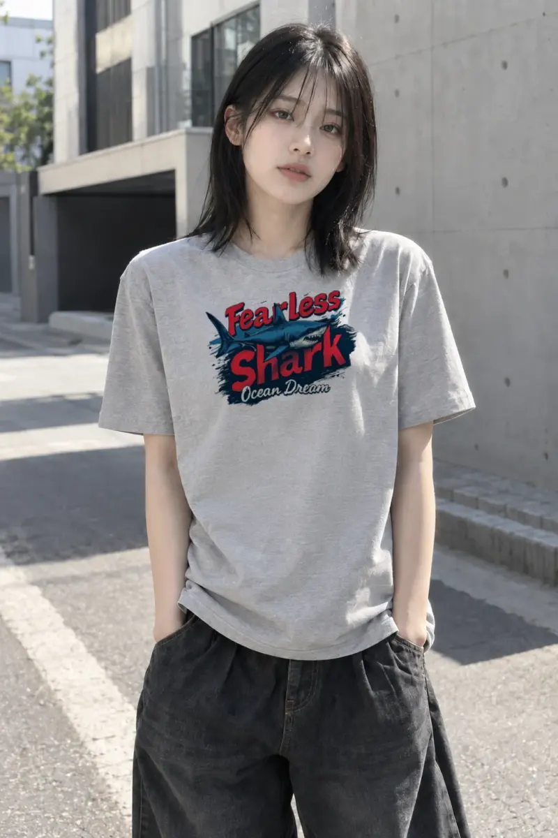 “Fearless Shark” Heavyweight Unisex Crewneck T-shirt | Gildan 5000