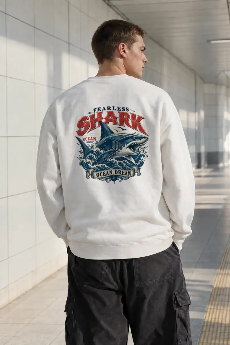 "Fearless Shark Ocean" Heavy Blend Unisex Crewneck Sweatshirt | Gildan 18000