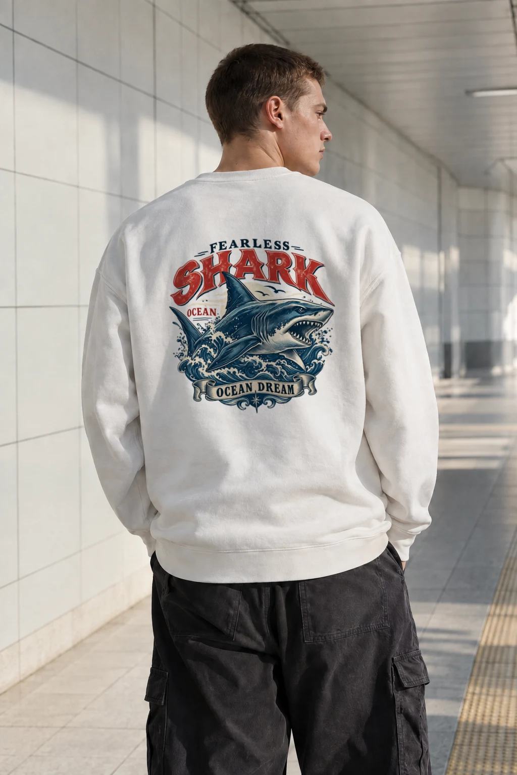 "Fearless Shark Ocean" Heavy Blend Unisex Crewneck Sweatshirt | Gildan 18000