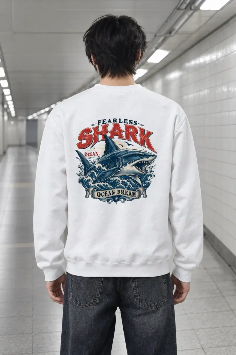 "Fearless Shark Ocean" Heavy Blend Unisex Crewneck Sweatshirt | Gildan 18000