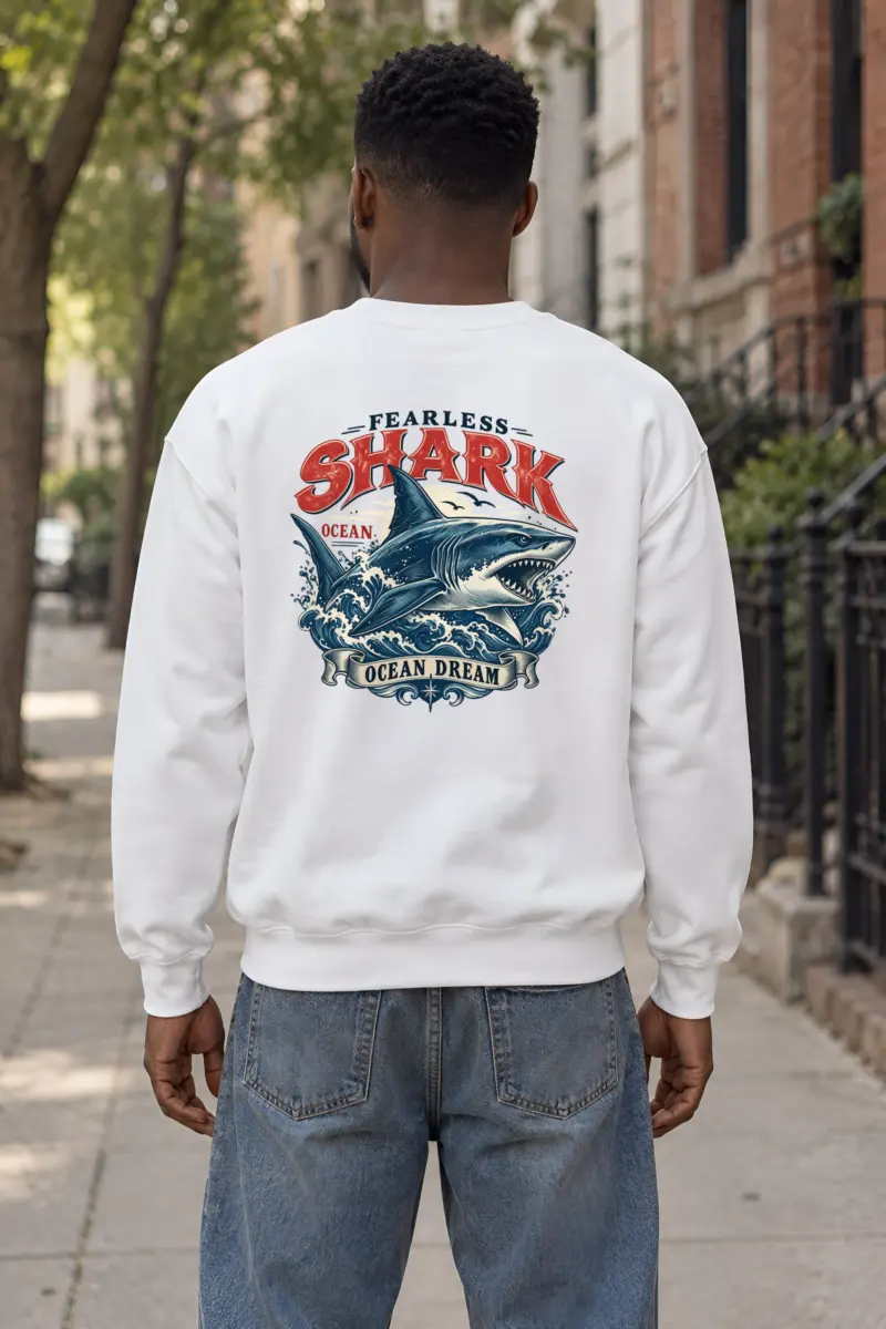 "Fearless Shark Ocean" Heavy Blend Unisex Crewneck Sweatshirt