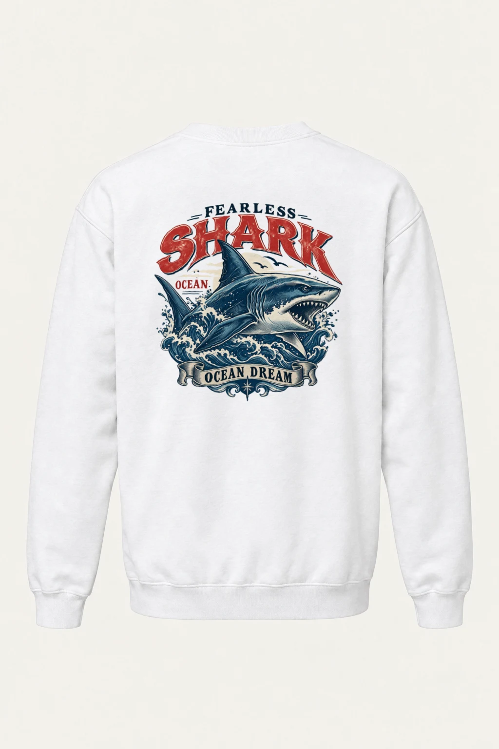 "Fearless Shark Ocean" Heavy Blend Unisex Crewneck Sweatshirt | Gildan 18000