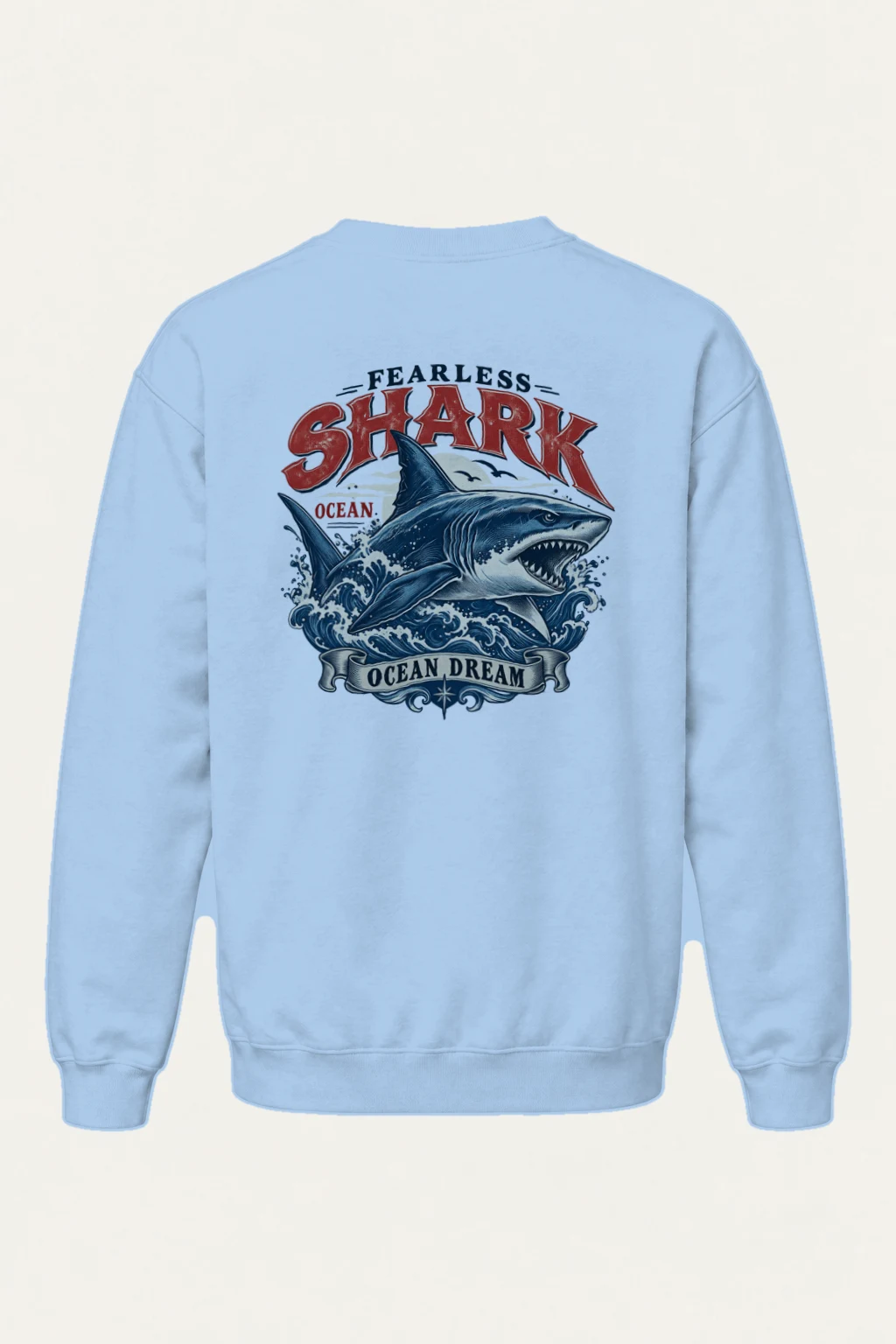 "Fearless Shark Ocean" Heavy Blend Unisex Crewneck Sweatshirt | Gildan 18000