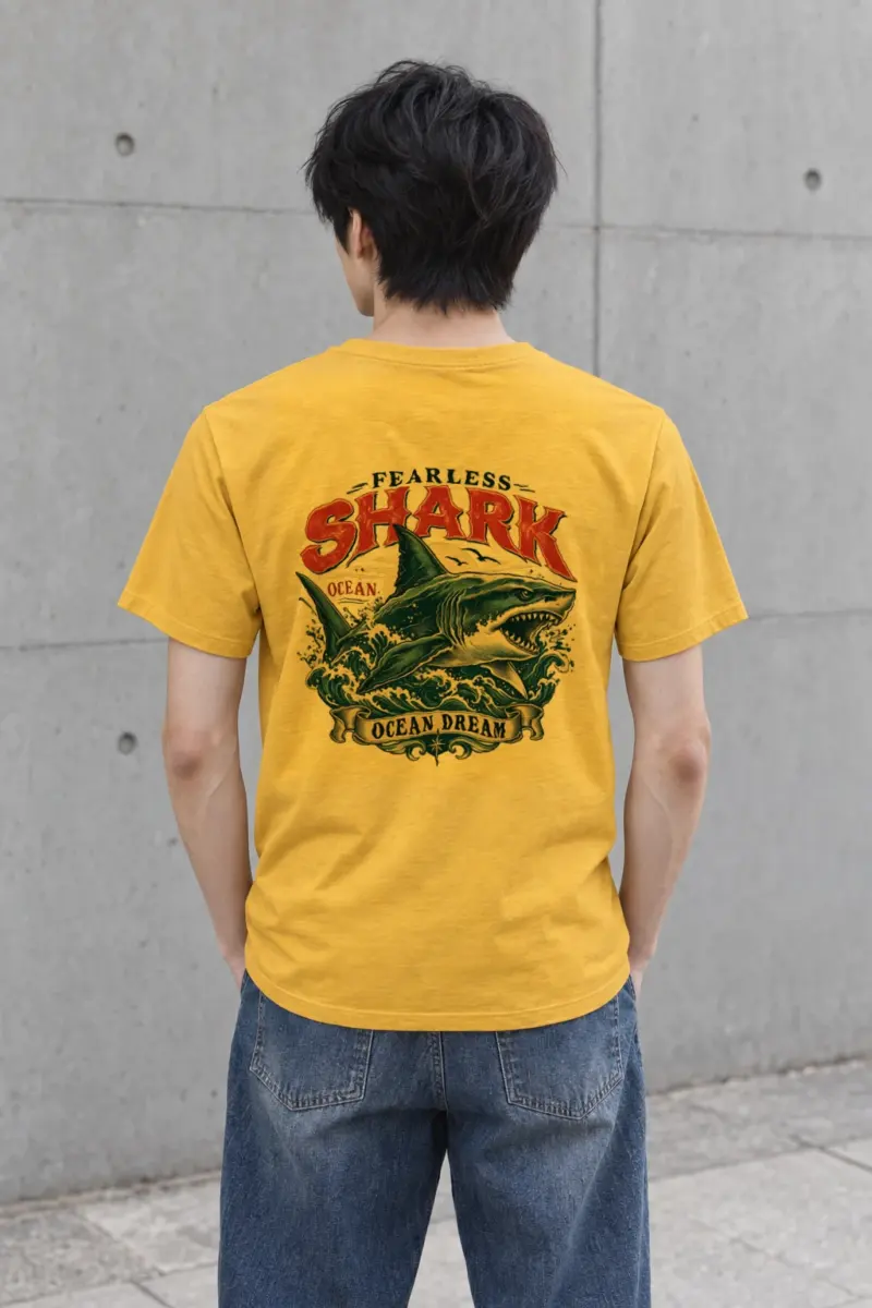 "Fearless Shark Ocean" Heavyweight Unisex Crewneck T-shirt