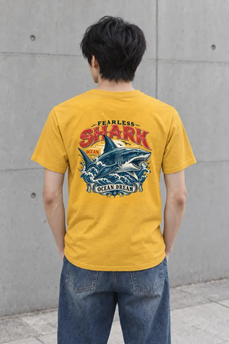 "Fearless Shark Ocean" Heavyweight Unisex Crewneck T-shirt