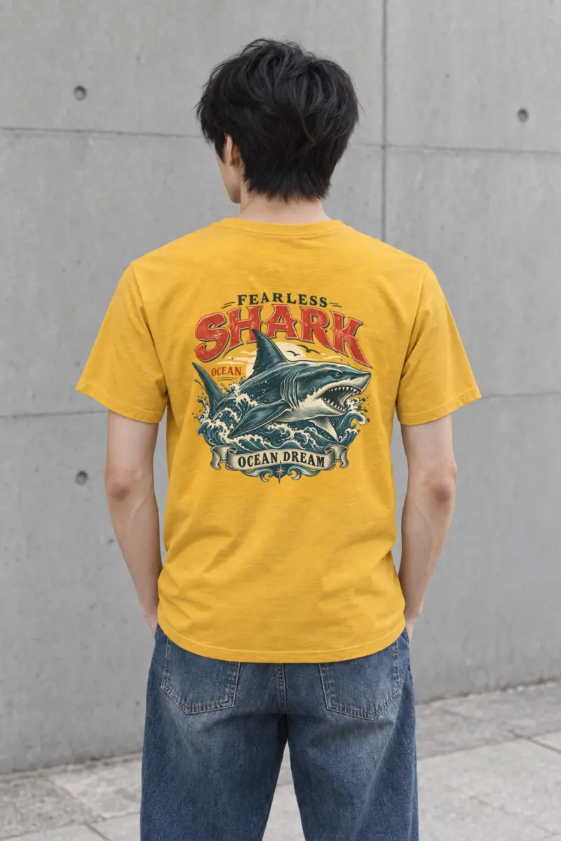"Fearless Shark Ocean" Heavyweight Unisex Crewneck T-shirt