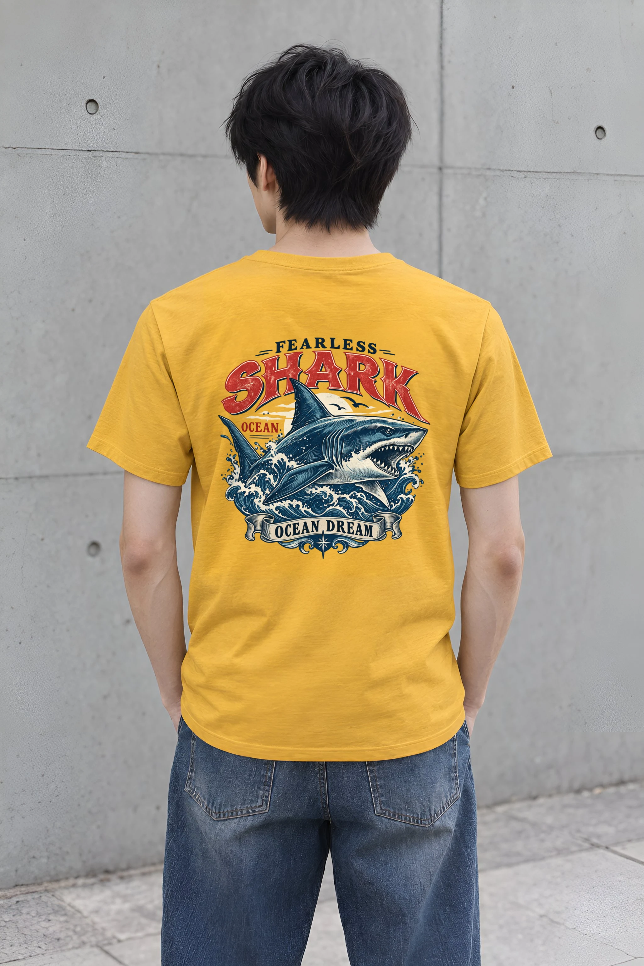"Fearless Shark Ocean" Heavyweight Unisex Crewneck T-shirt