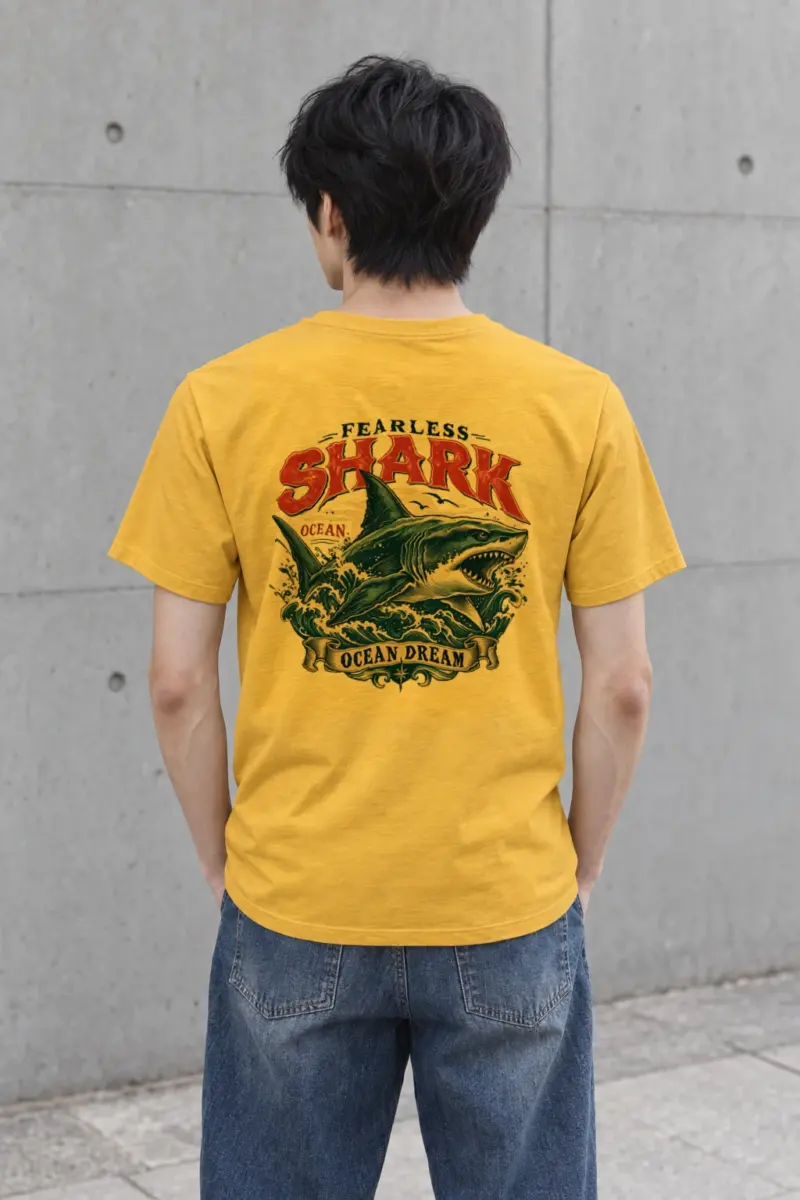 "Fearless Shark Ocean" Heavyweight Unisex Crewneck T-shirt