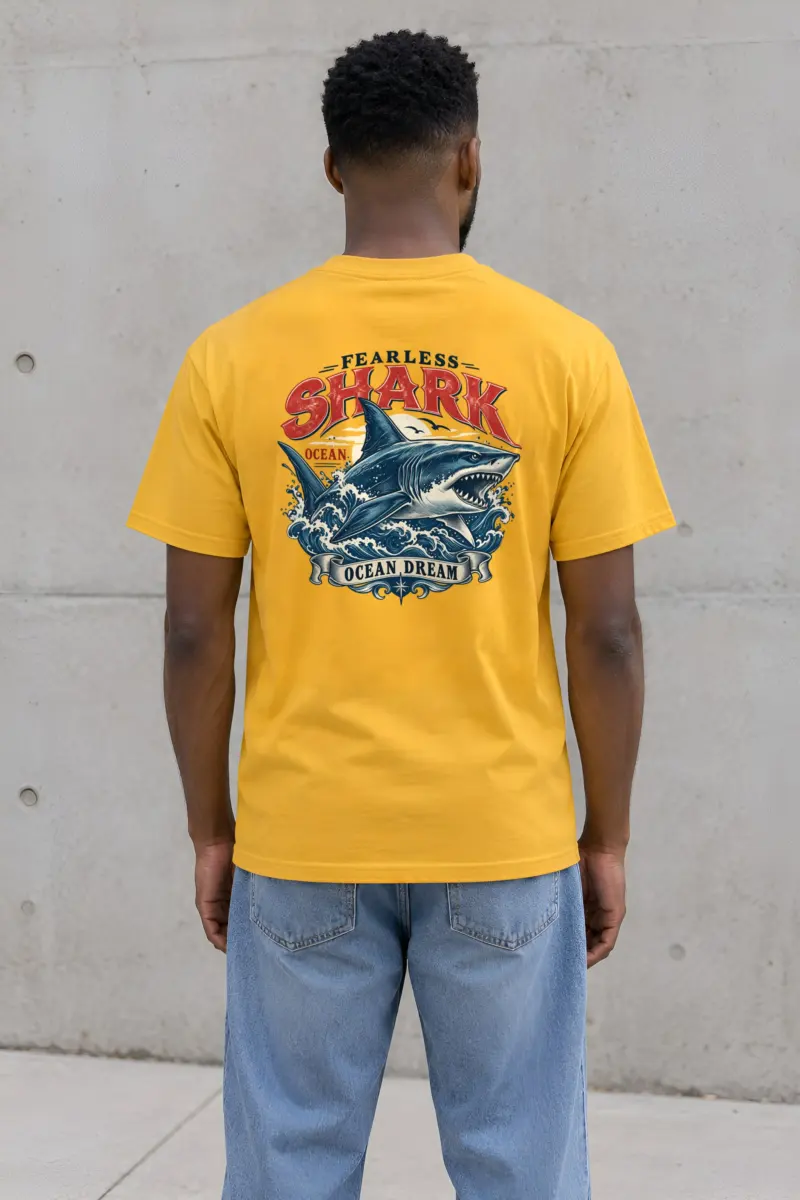 "Fearless Shark Ocean" Heavyweight Unisex Crewneck T-shirt