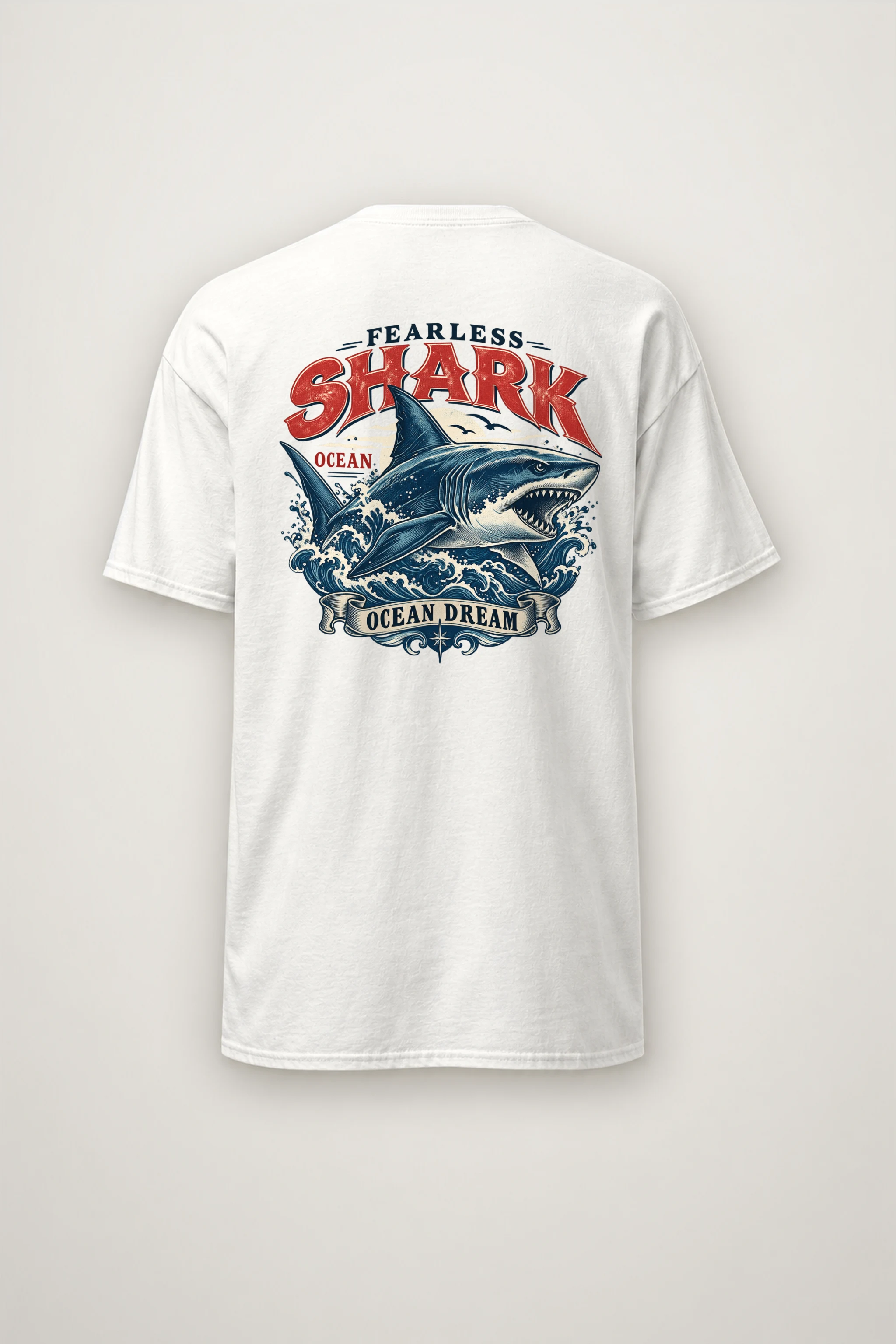 "Fearless Shark Ocean" Heavyweight Unisex Crewneck T-shirt