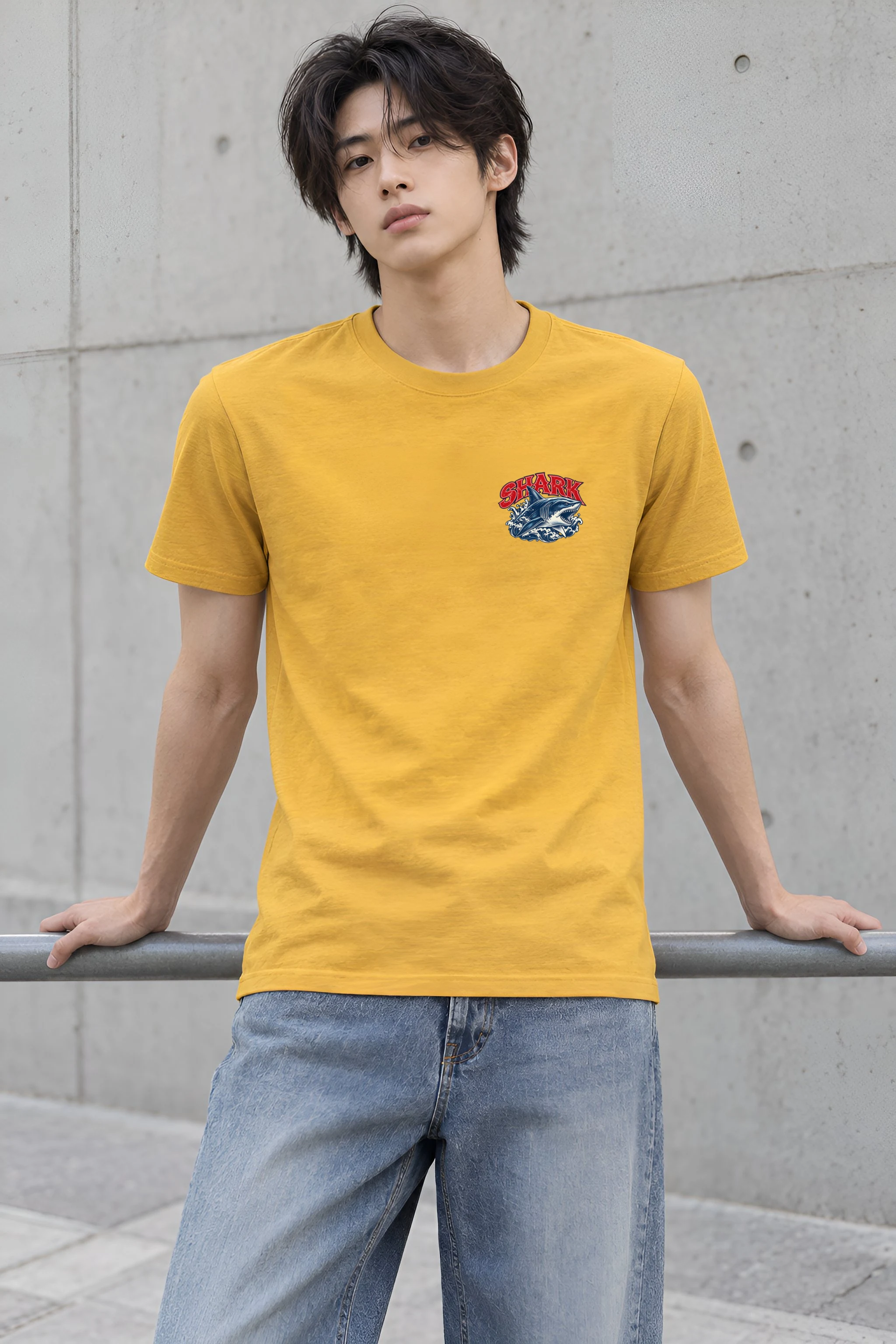 "Fearless Shark Ocean" Heavyweight Unisex Crewneck T-shirt