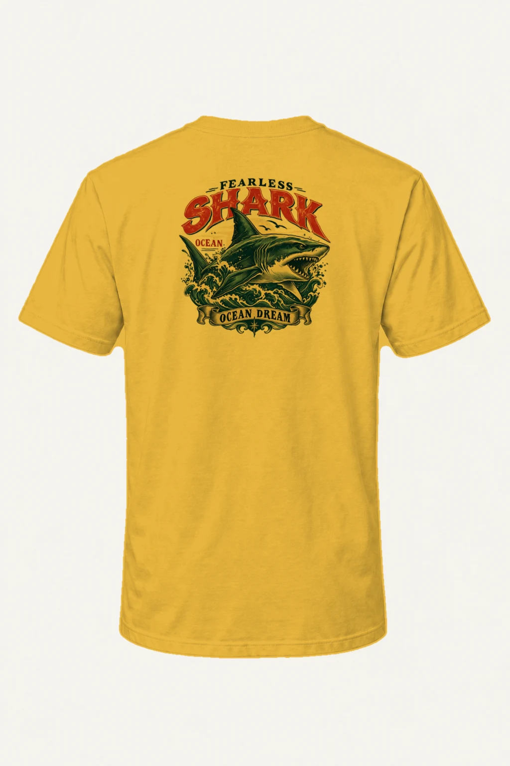 "Fearless Shark Ocean" Heavyweight Unisex Crewneck T-shirt | Gildan 5000