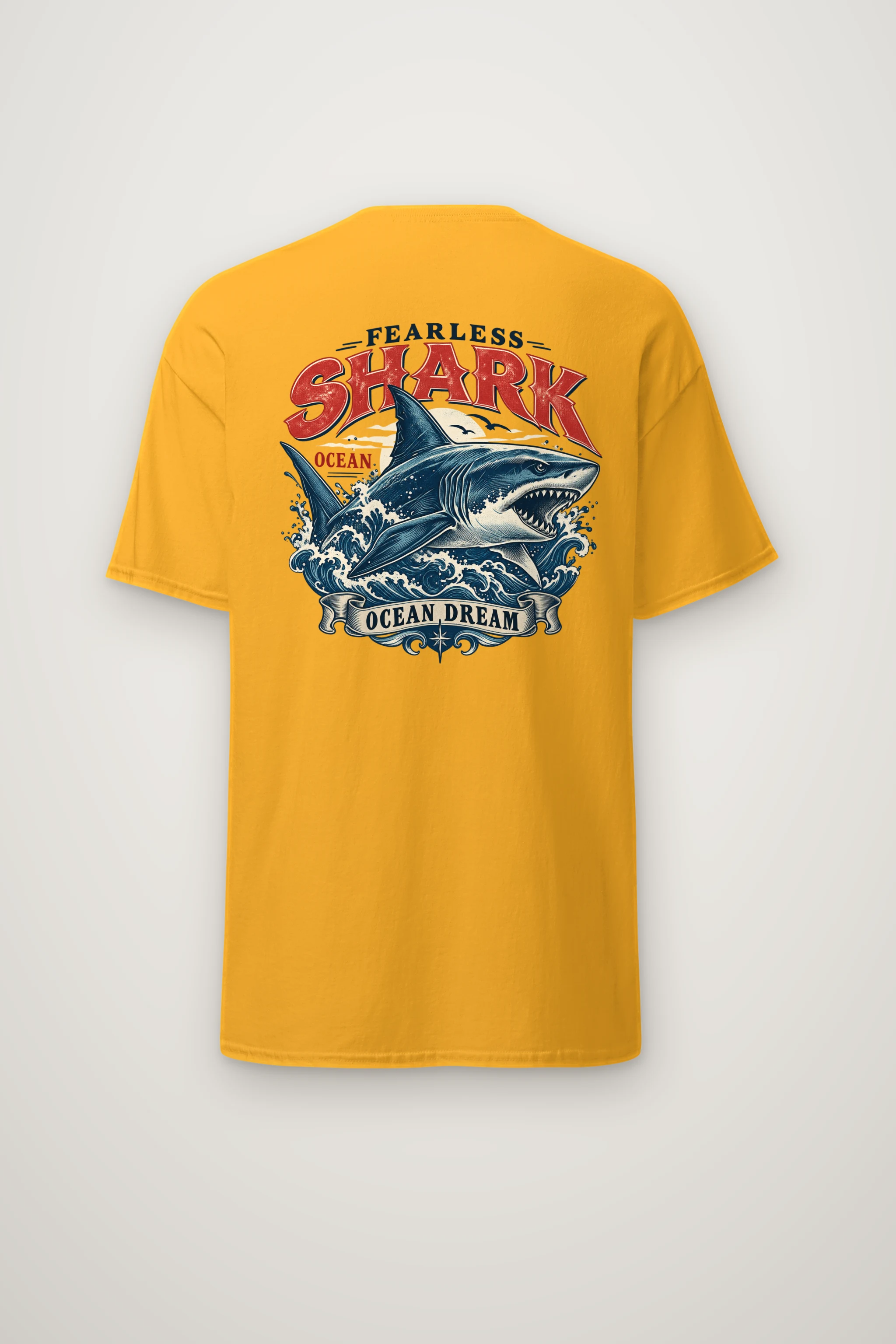 "Fearless Shark Ocean" Heavyweight Unisex Crewneck T-shirt