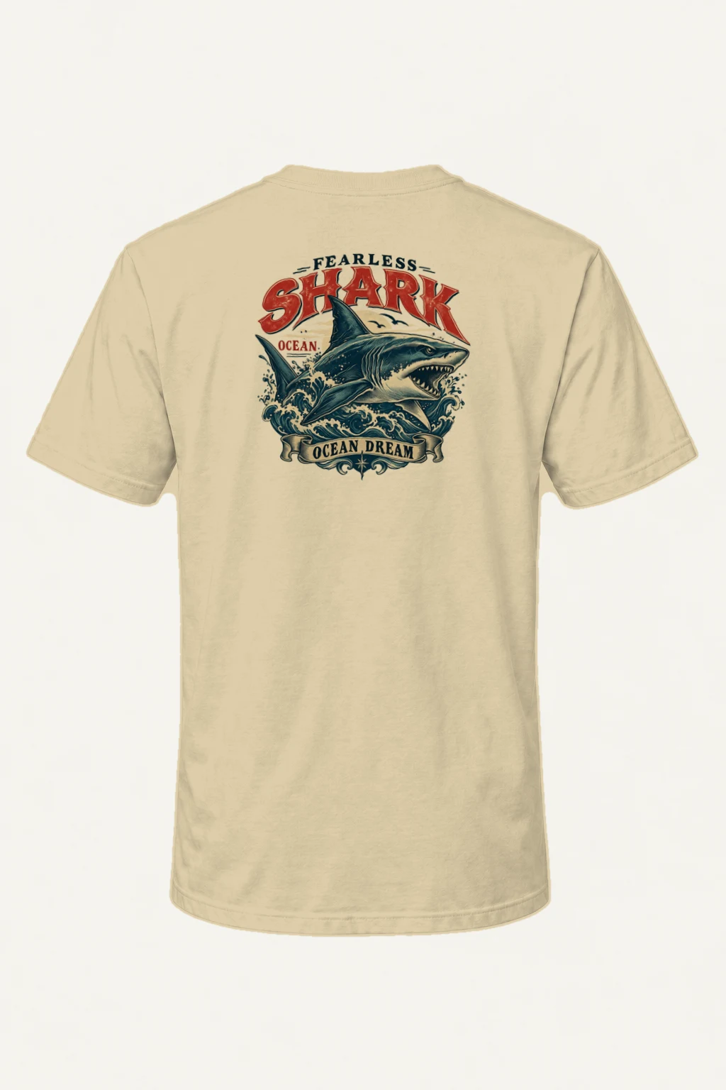 "Fearless Shark Ocean" Heavyweight Unisex Crewneck T-shirt | Gildan 5000