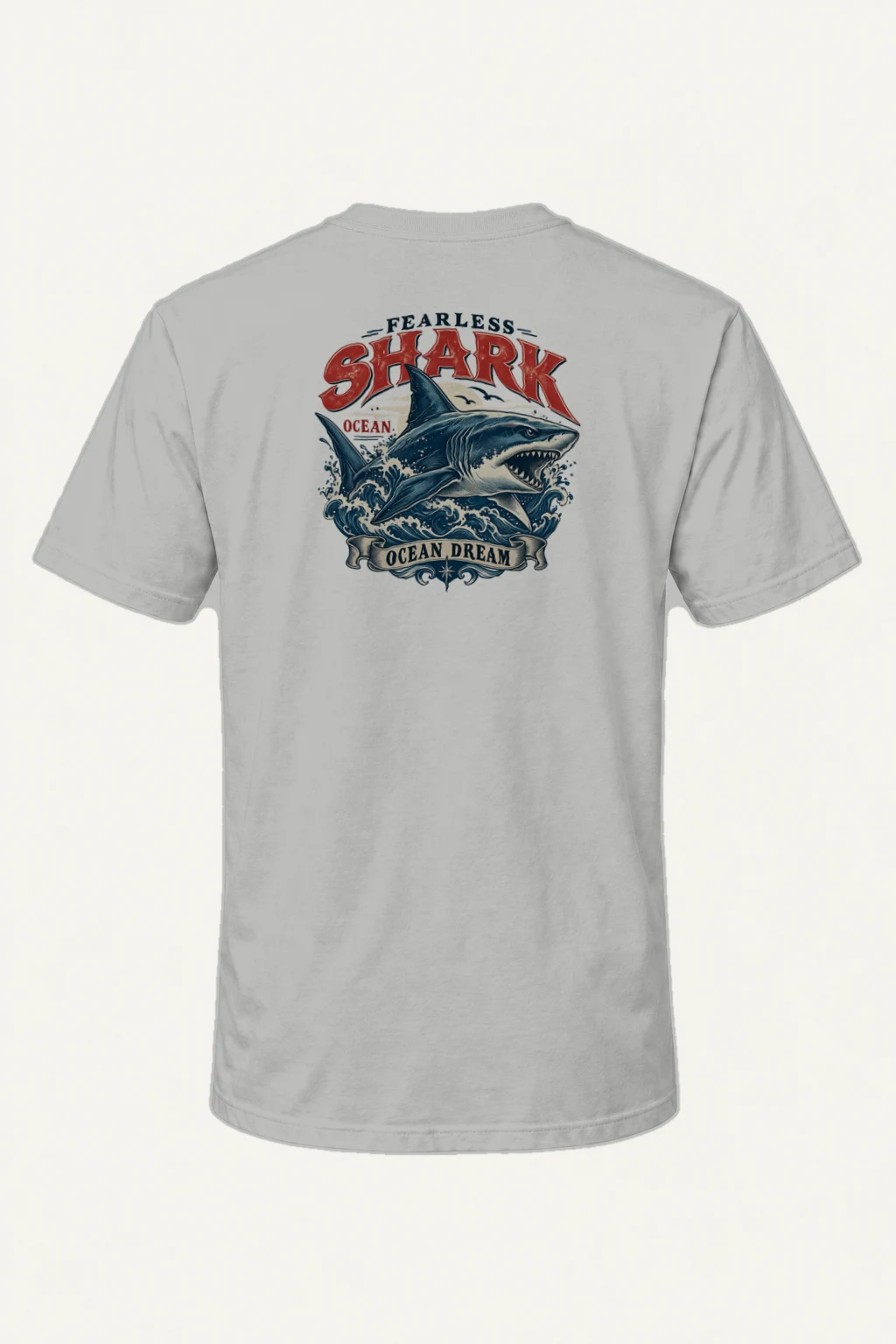 "Fearless Shark Ocean" Heavyweight Unisex Crewneck T-shirt | Gildan 5000