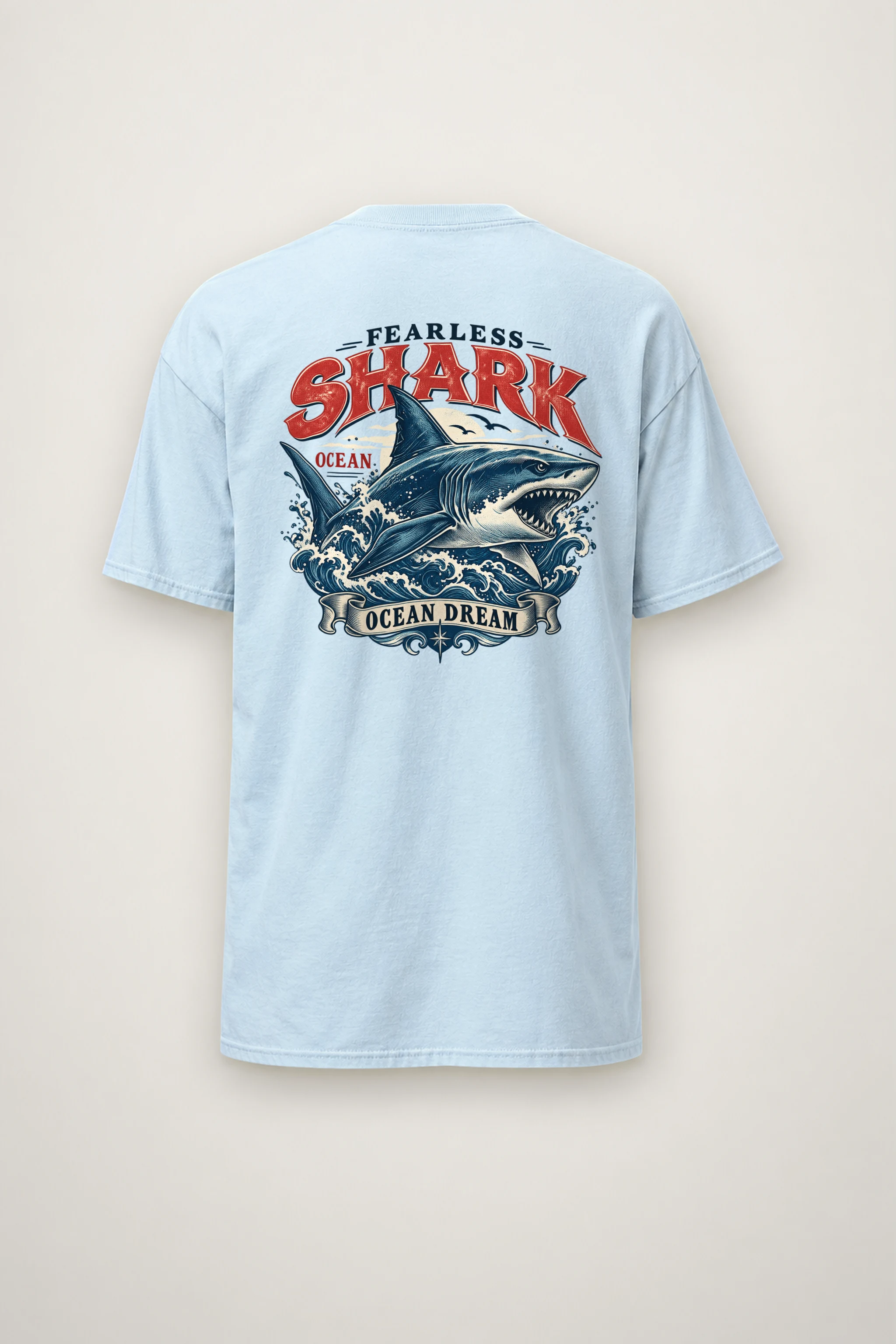 "Fearless Shark Ocean" Heavyweight Unisex Crewneck T-shirt
