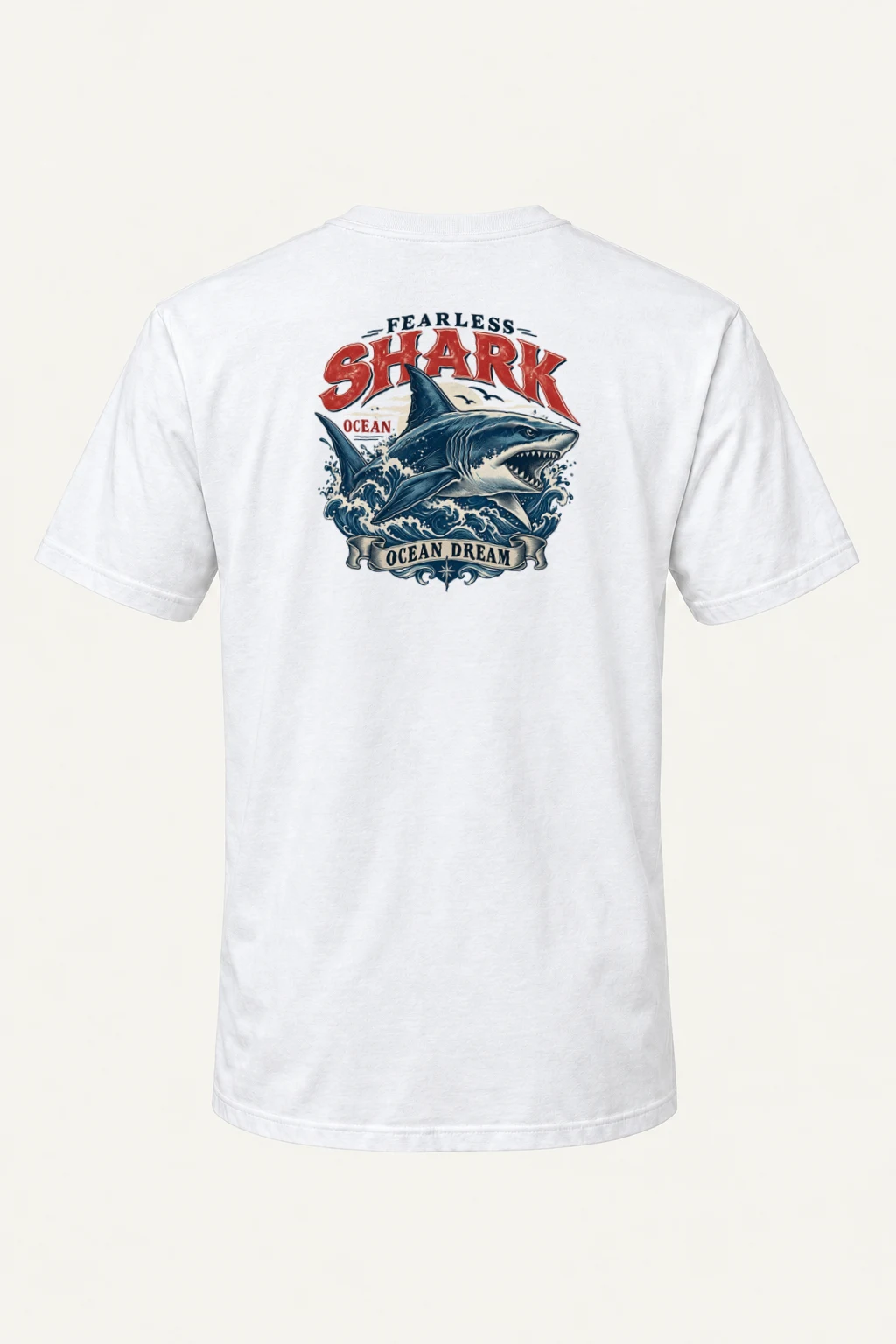 "Fearless Shark Ocean" Heavyweight Unisex Crewneck T-shirt | Gildan 5000