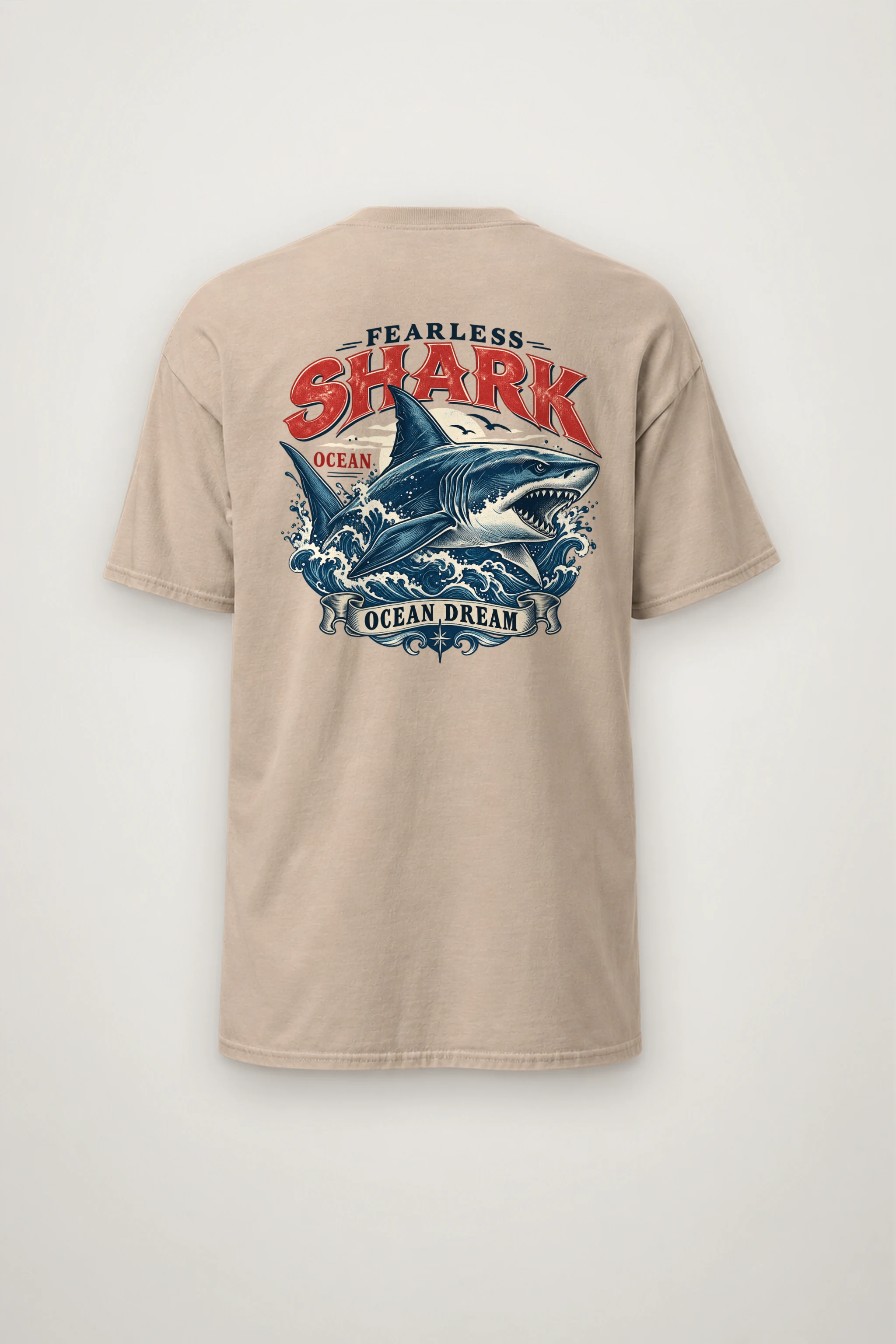 "Fearless Shark Ocean" Heavyweight Unisex Crewneck T-shirt