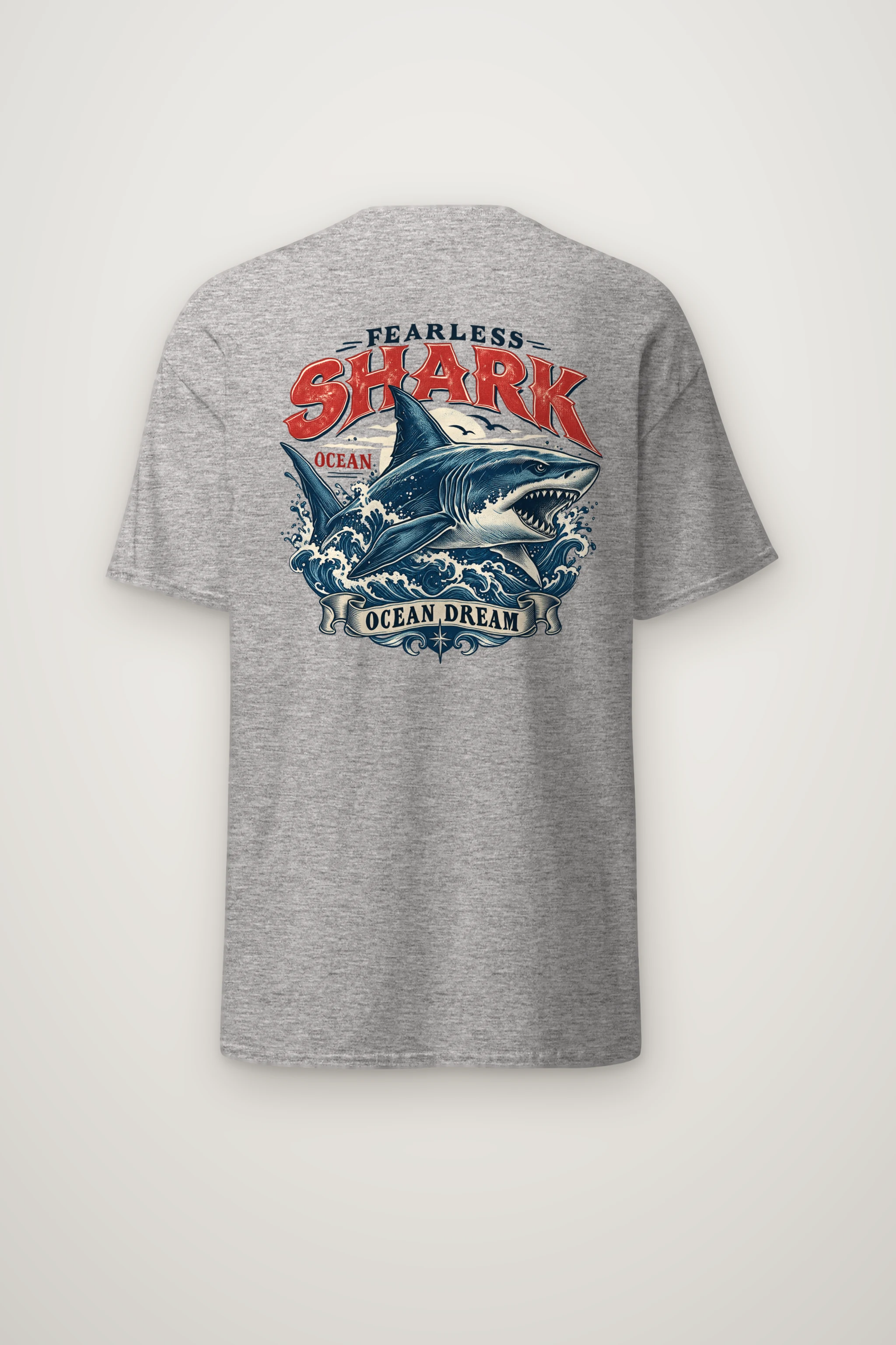 "Fearless Shark Ocean" Heavyweight Unisex Crewneck T-shirt