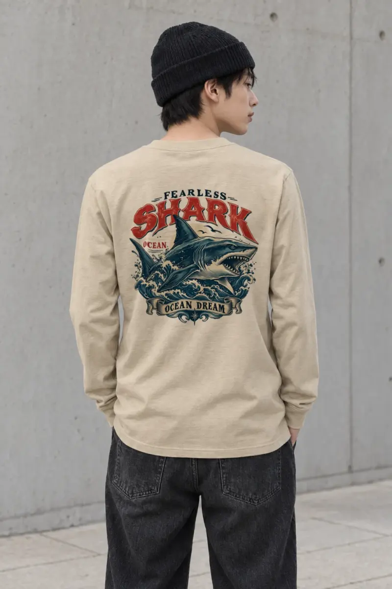 "Fearless Shark Ocean" Unisex Longsleeve T-shirt | Gildan 2400