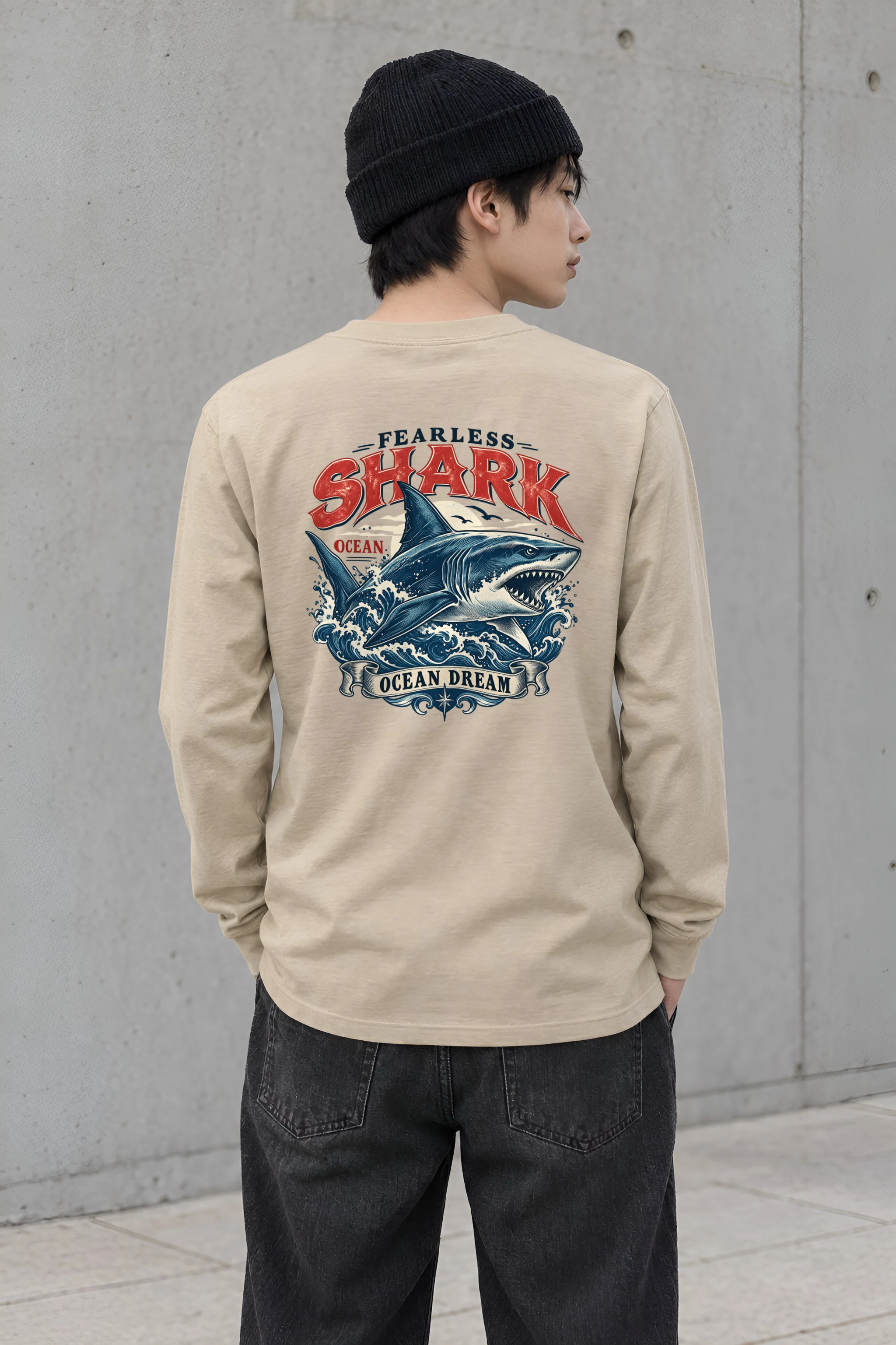 "Fearless Shark Ocean" Unisex Longsleeve T-shirt