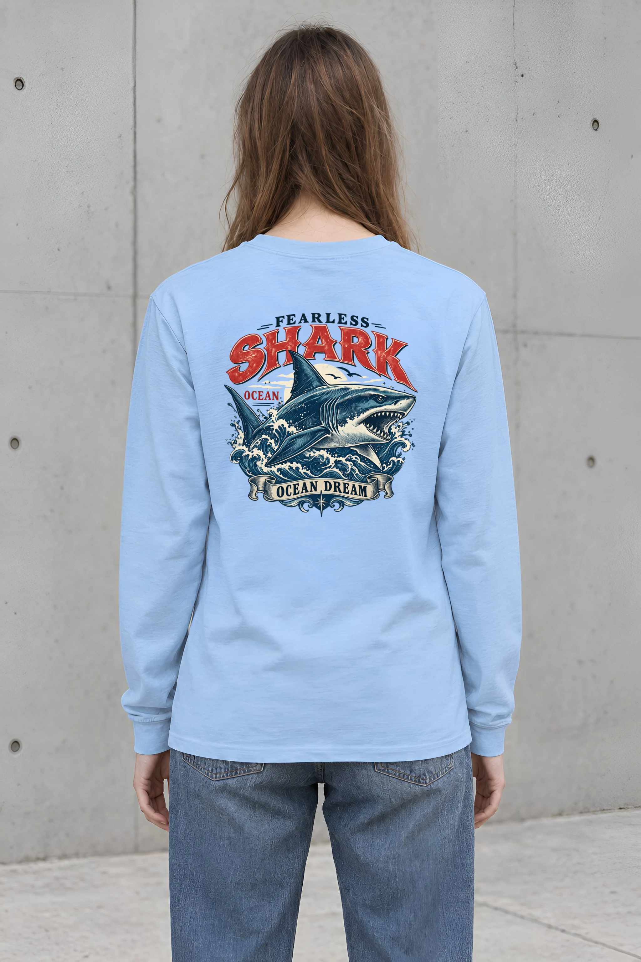 "Fearless Shark Ocean" Unisex Longsleeve T-shirt