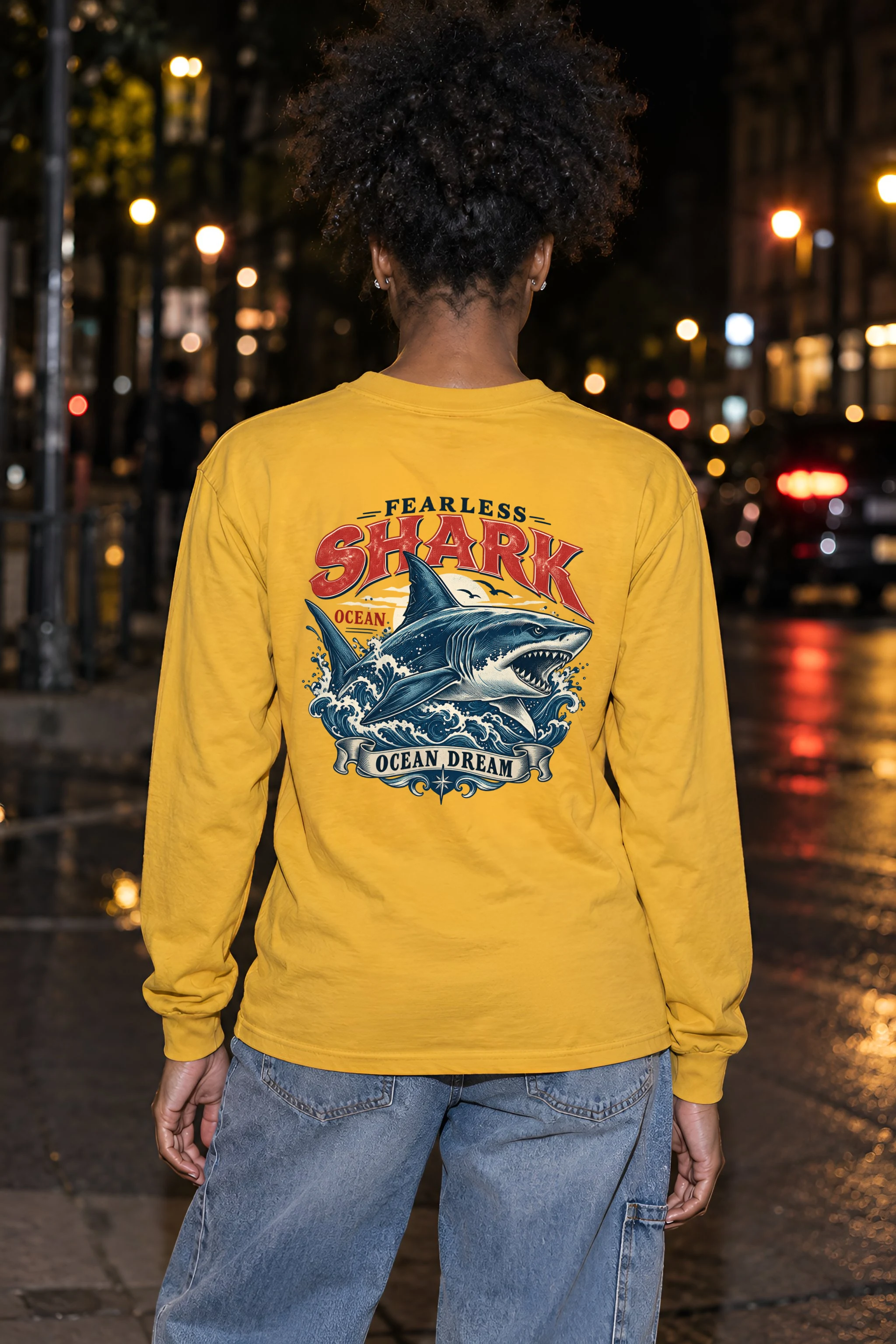 "Fearless Shark Ocean" Unisex Longsleeve T-shirt