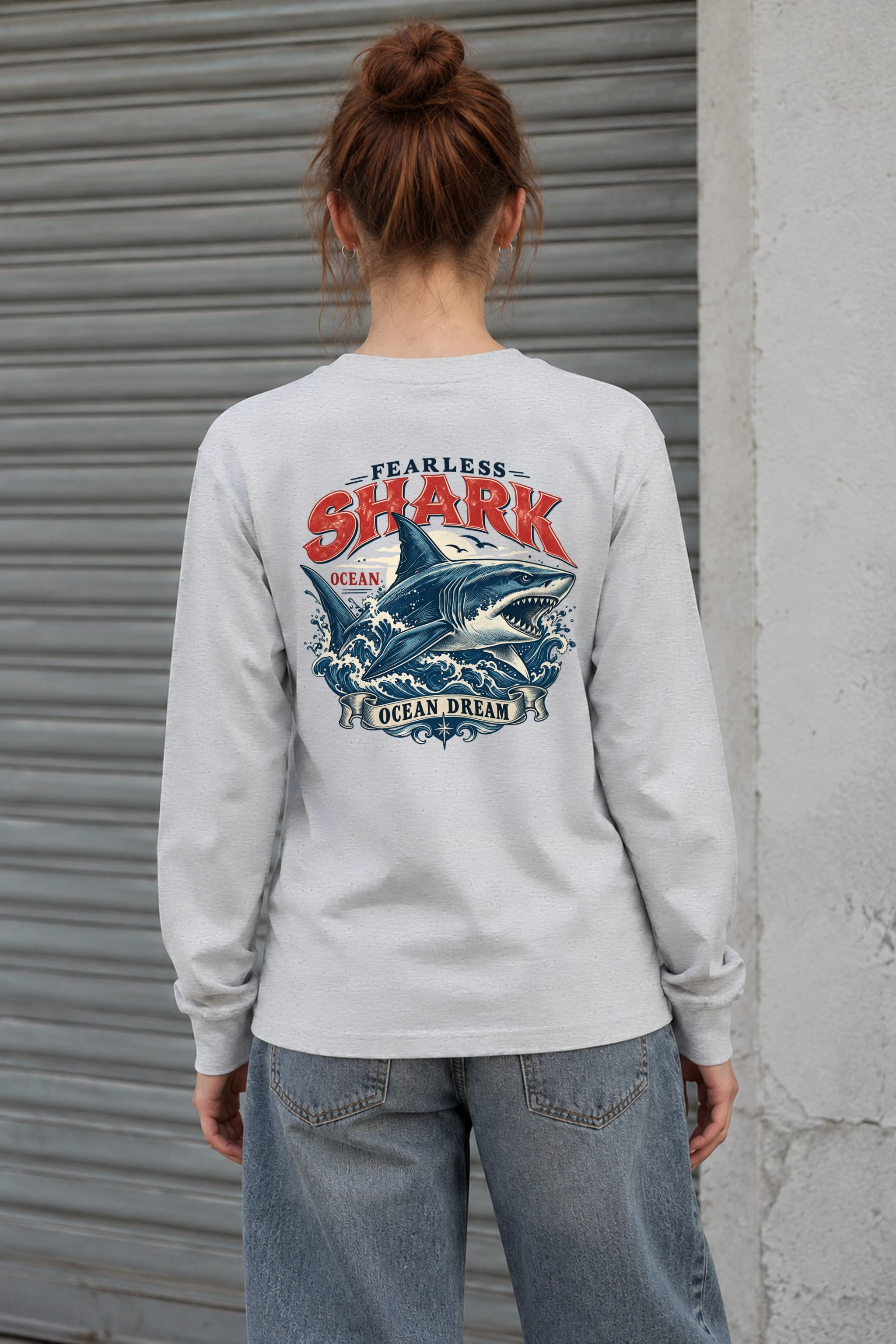 "Fearless Shark Ocean" Unisex Longsleeve T-shirt