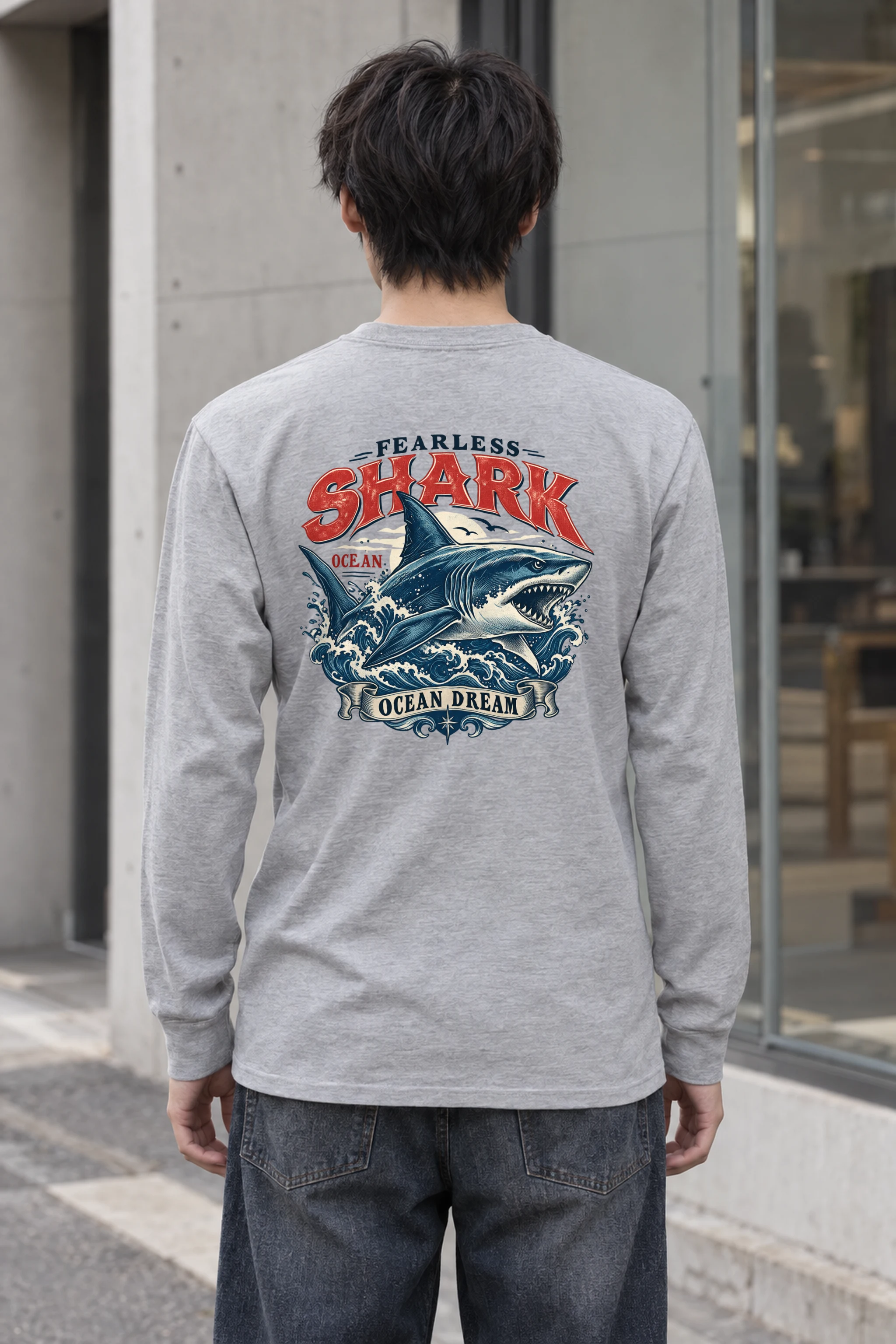 "Fearless Shark Ocean" Unisex Longsleeve T-shirt