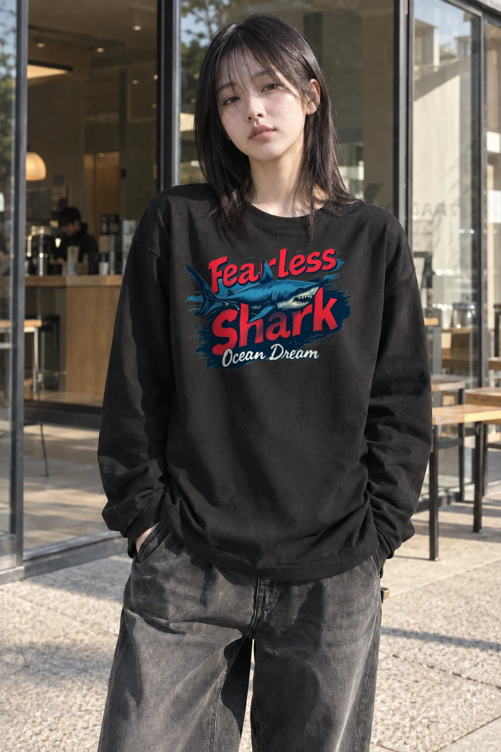 "Fearless Shark" Unisex Longsleeve T-shirt | Gildan 2400