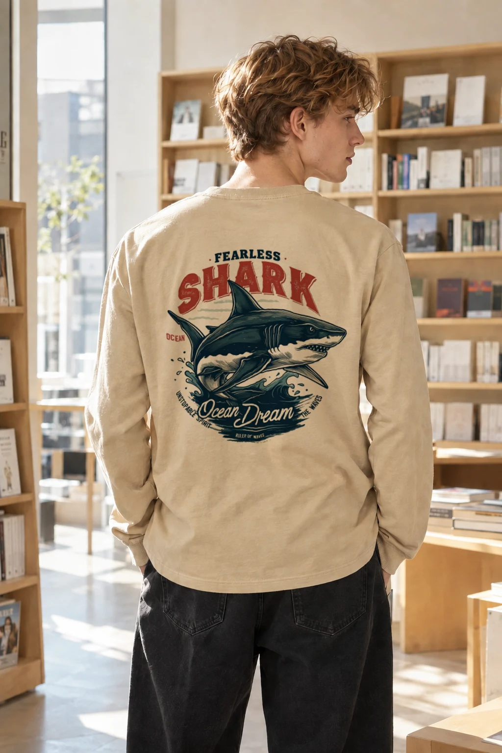 "Fearless Shark" Unisex Longsleeve T-shirt | Gildan 2400
