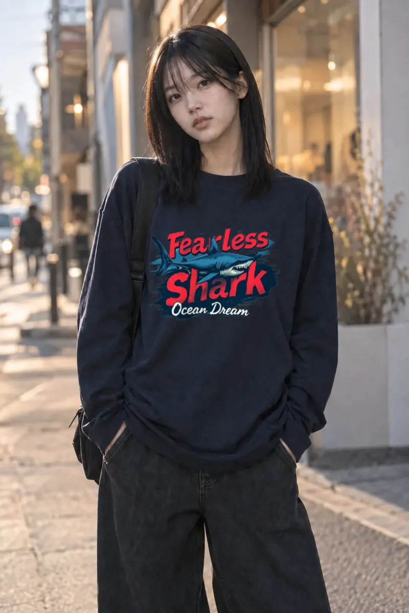 "Fearless Shark" Unisex Longsleeve T-shirt | Gildan 2400