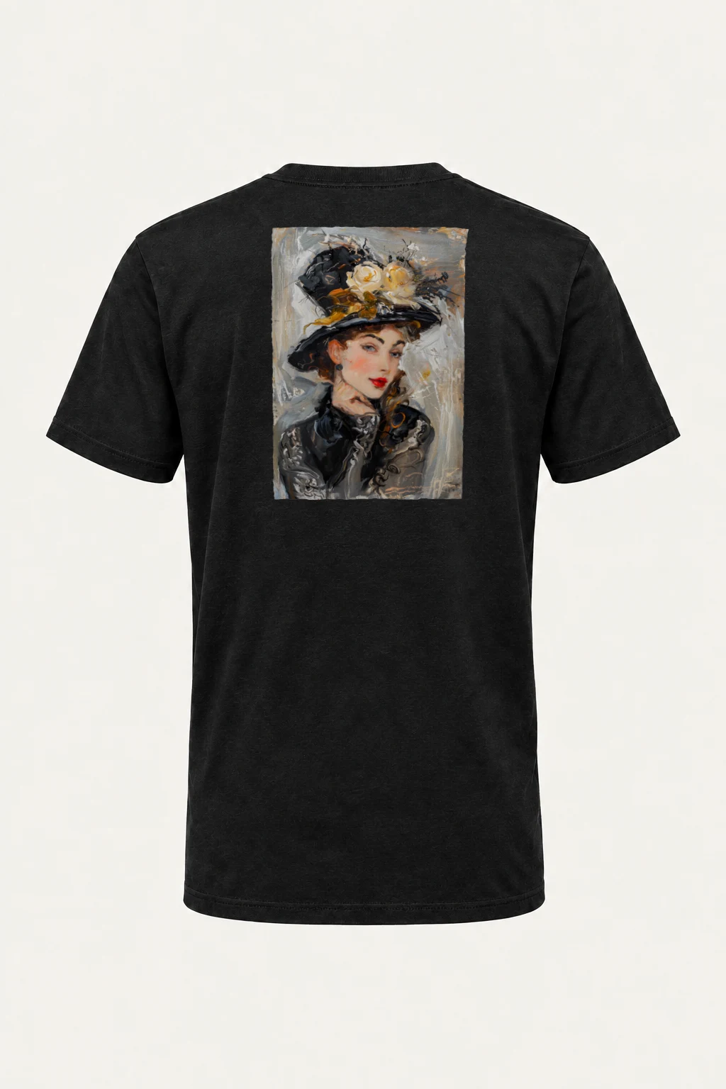 "Feathered Noir Muse" Heavyweight Unisex Crewneck T-shirt | Gildan 5000