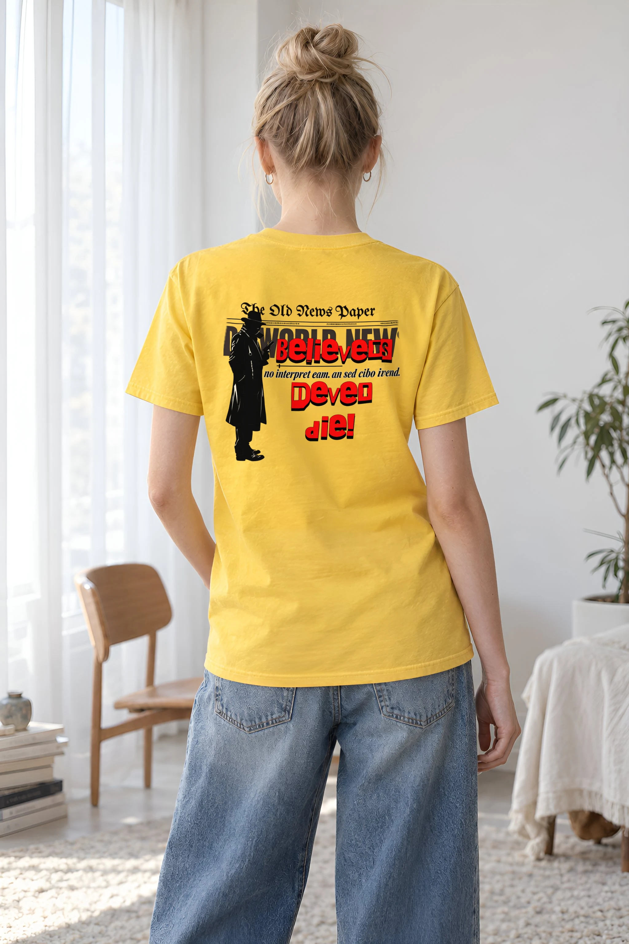 "Fedora Newspaper Reader" Heavyweight Unisex Crewneck T-shirt