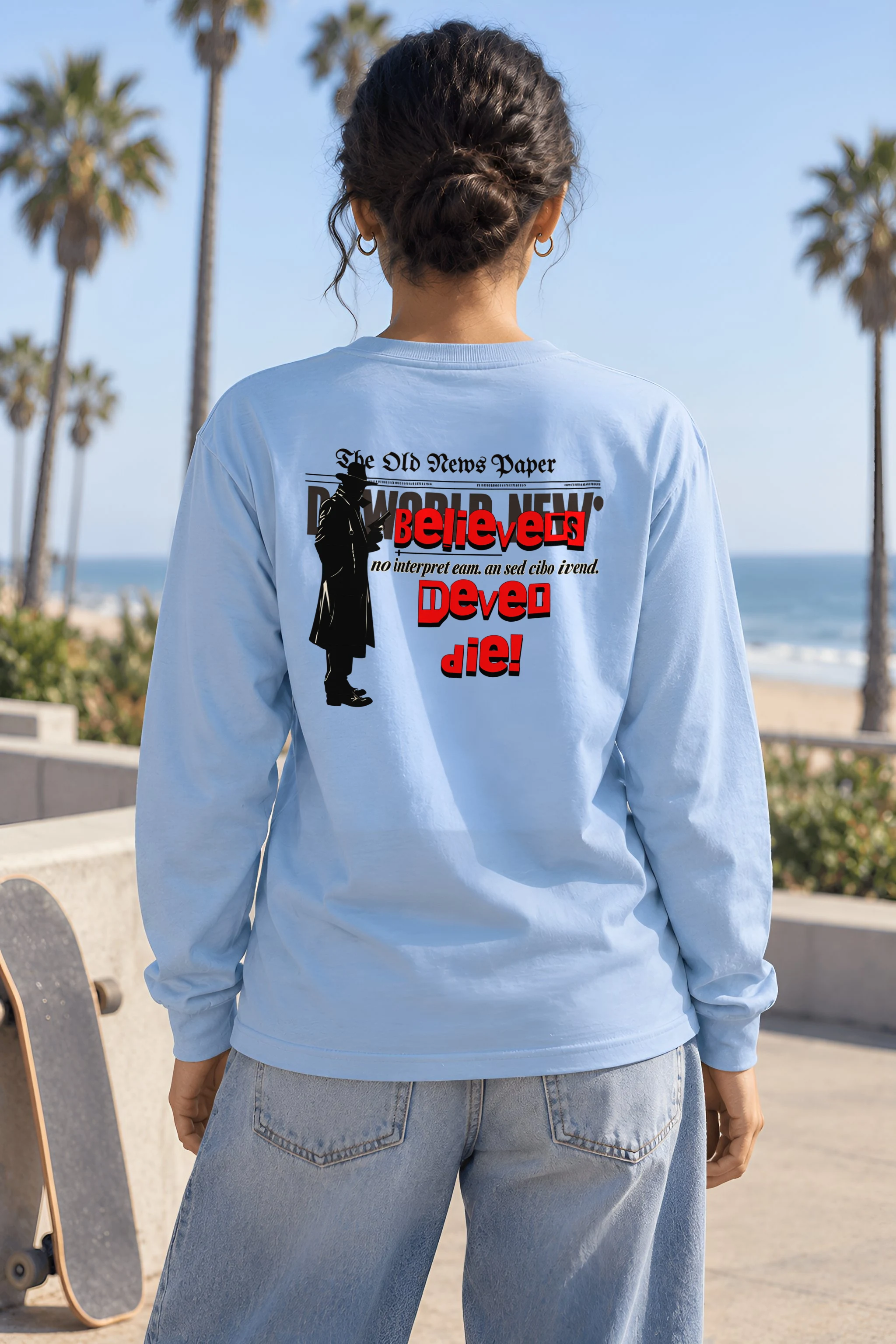 "Fedora Newspaper Reader" Unisex Longsleeve T-shirt