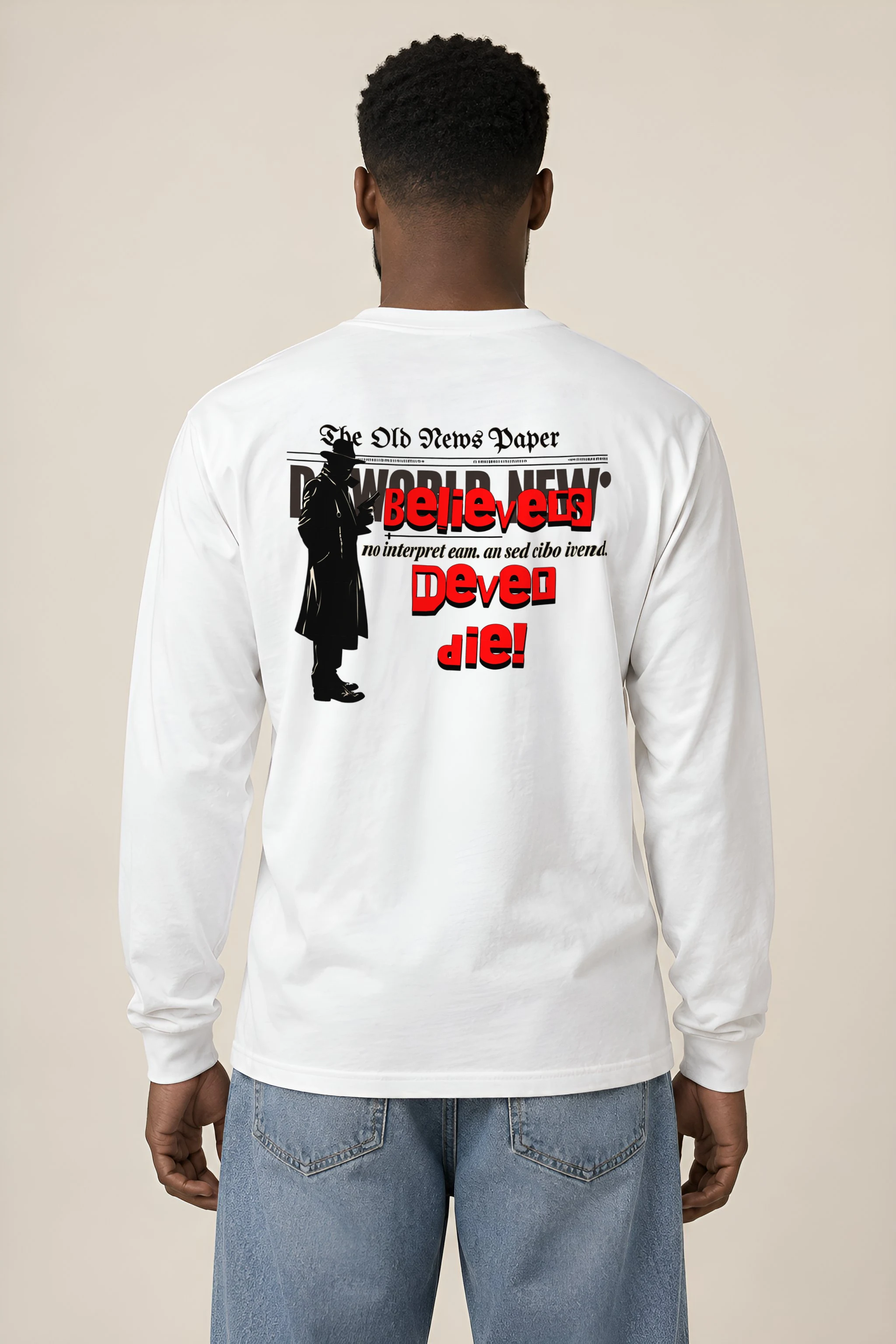 "Fedora Newspaper Reader" Unisex Longsleeve T-shirt