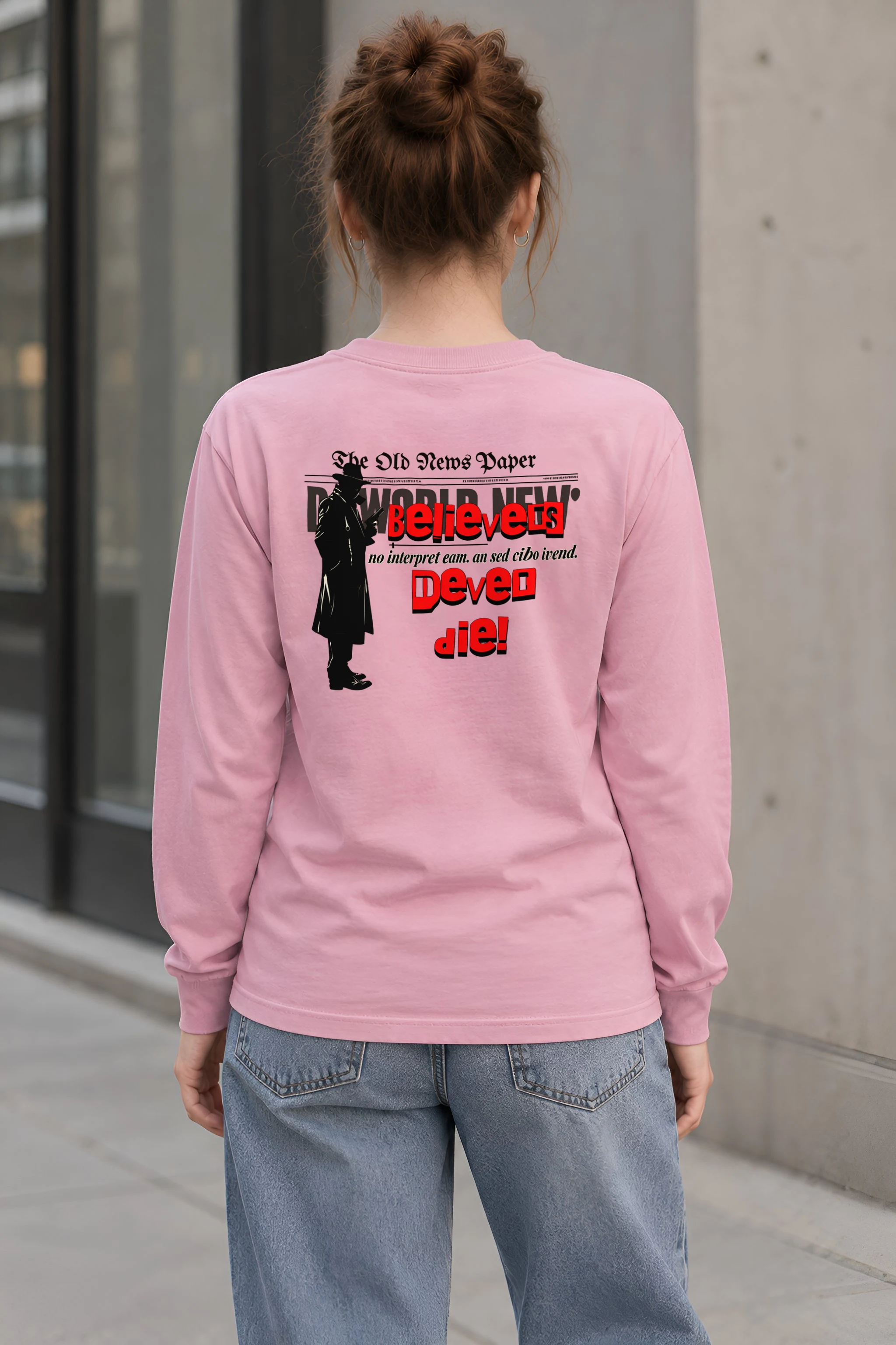 "Fedora Newspaper Reader" Unisex Longsleeve T-shirt