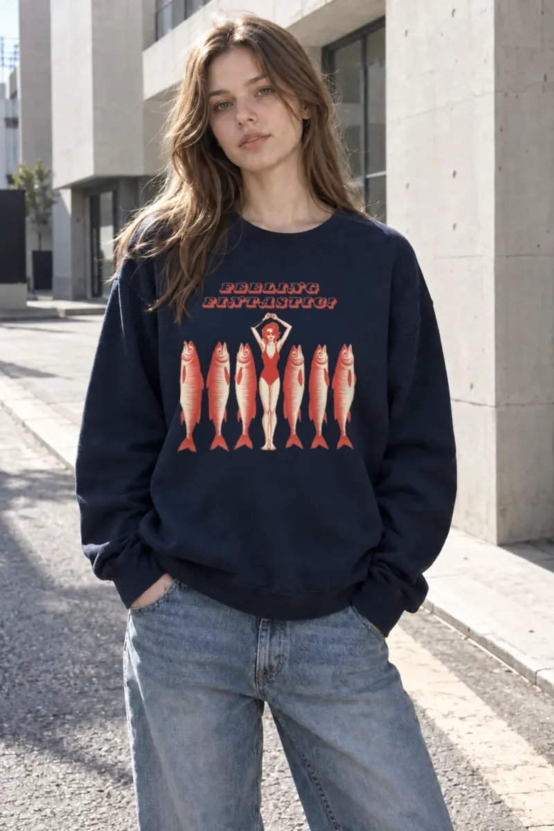 "Feeling Fintastic" Heavy Blend Unisex Crewneck Sweatshirt | Gildan 18000
