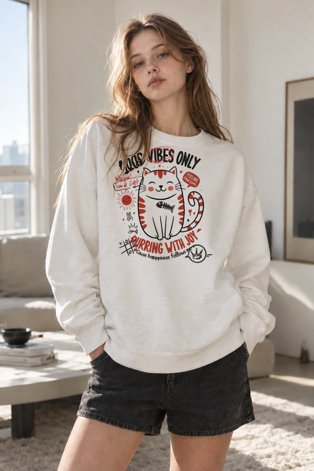 "Feeling Pawsome" Heavy Blend Unisex Crewneck Sweatshirt | Gildan 18000