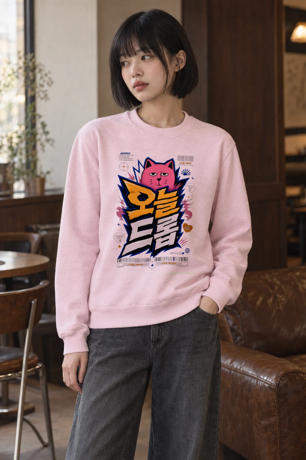 "Feline Lightning Graphic" Heavy Blend Unisex Crewneck Sweatshirt