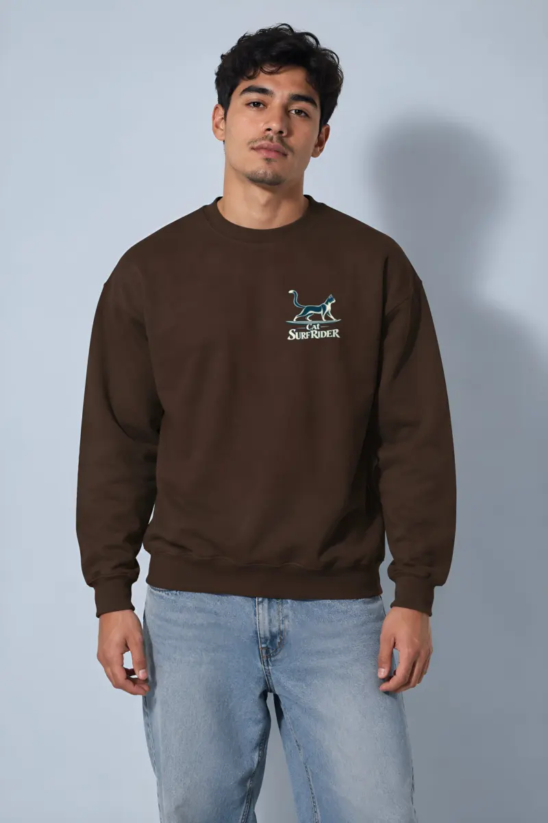"Feline On Surfboard" Heavy Blend Unisex Crewneck Sweatshirt