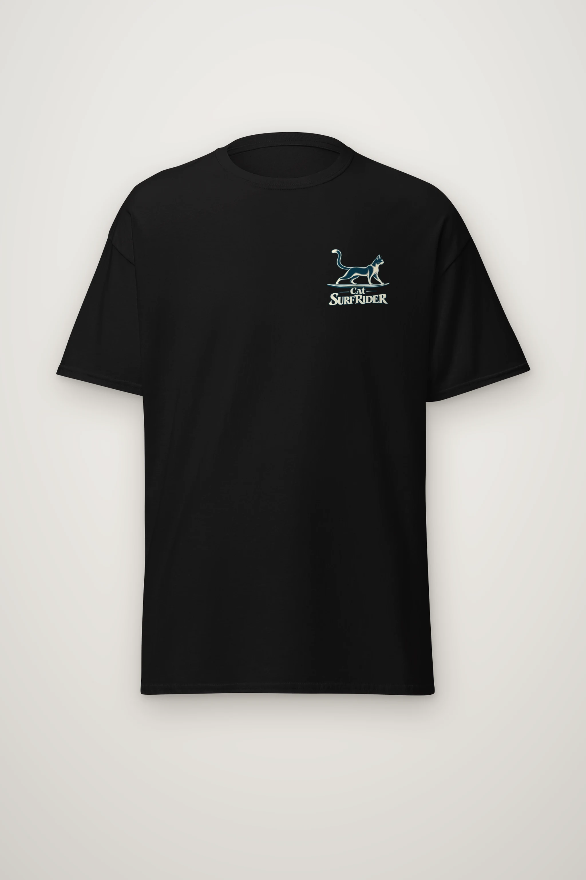 "Feline On Surfboard" Heavyweight Unisex Crewneck T-shirt