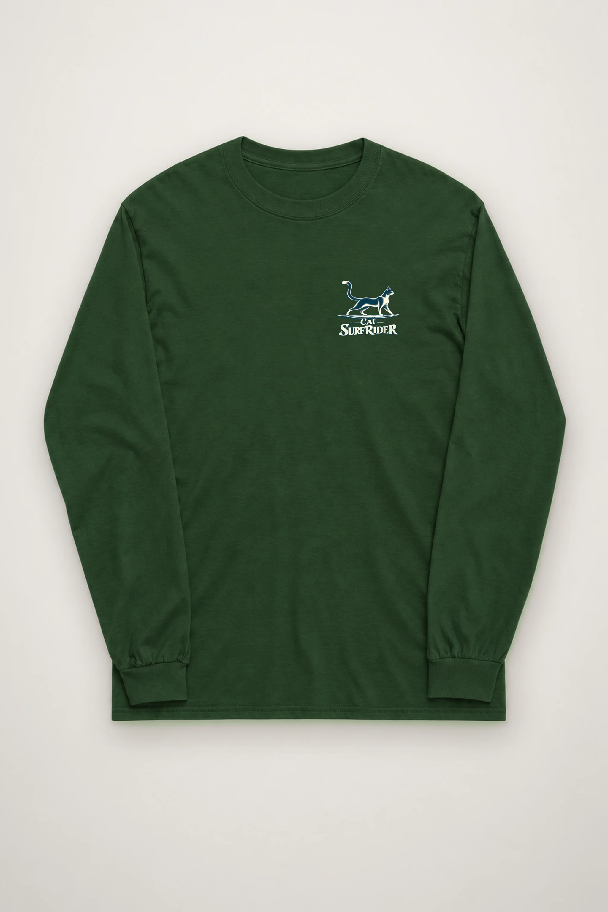 "Feline On Surfboard" Unisex Longsleeve T-shirt
