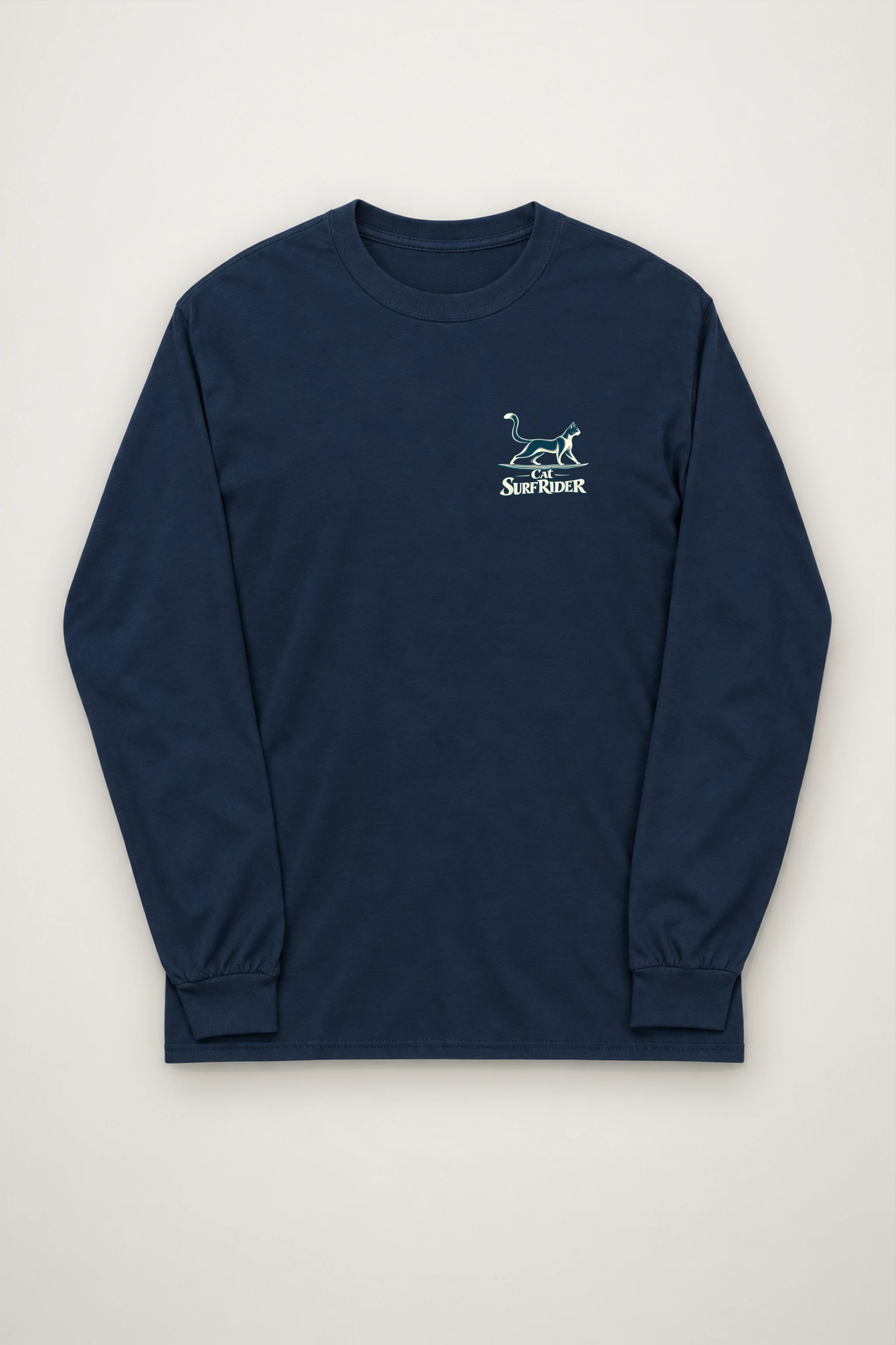 "Feline On Surfboard" Unisex Longsleeve T-shirt