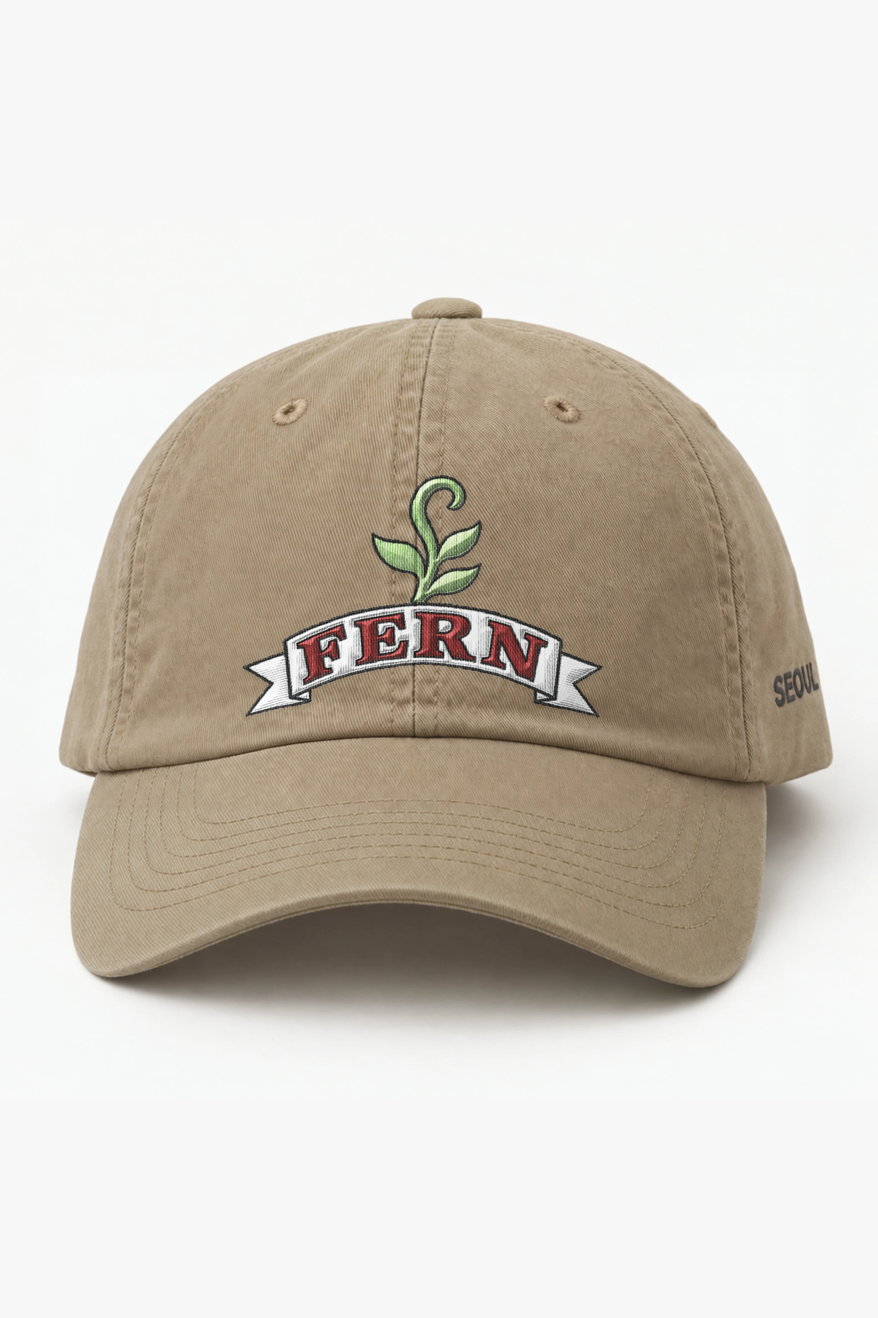 "Fern Banner" Classic Dad Hat · Embroidered — khaki/cap-front