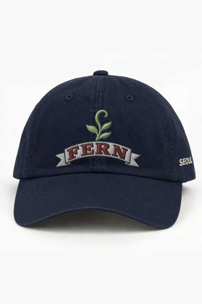 "Fern Banner" Classic Dad Hat · Embroidered — navy/cap-front