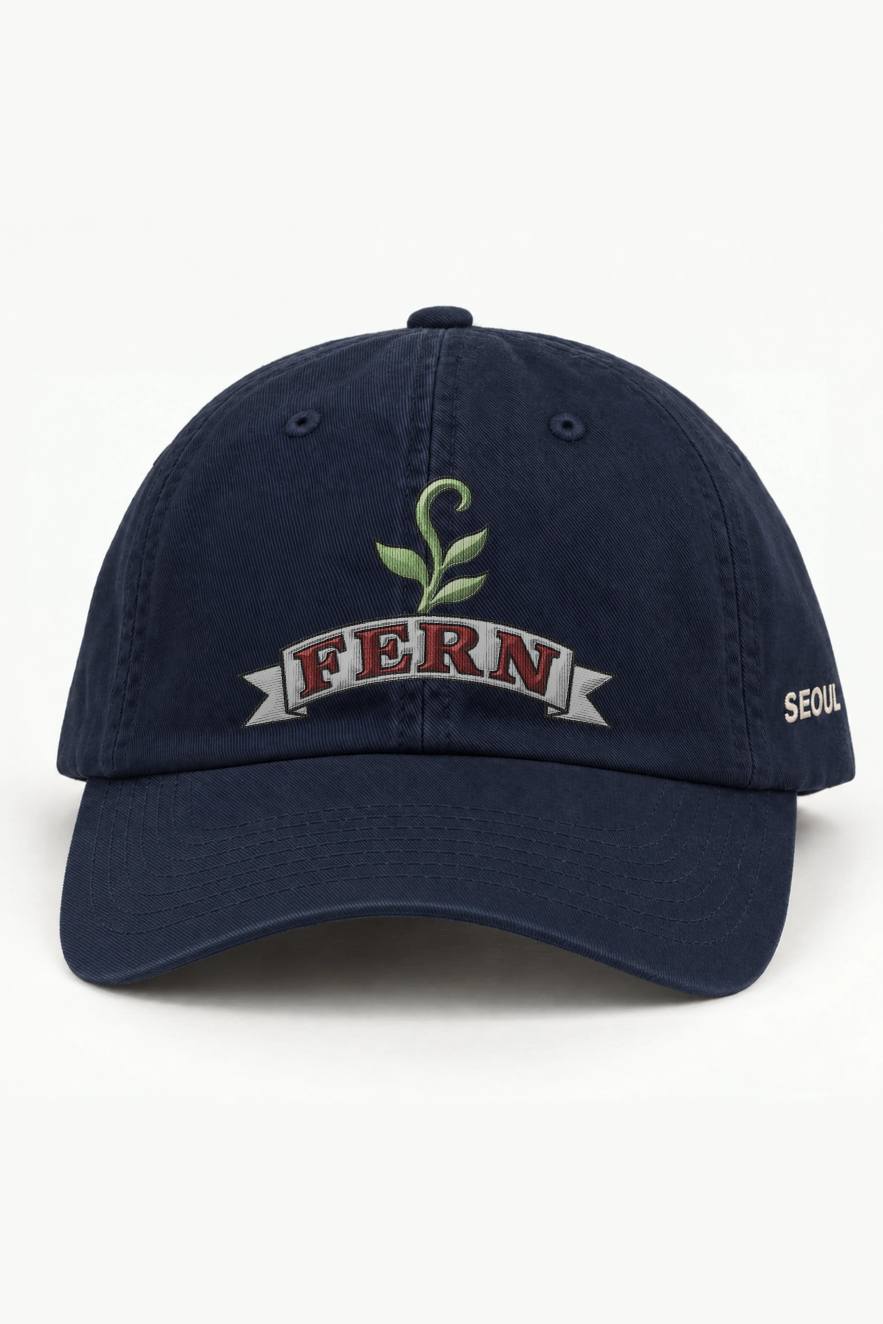 "Fern Banner" Classic Dad Hat · Embroidered — navy/cap-front
