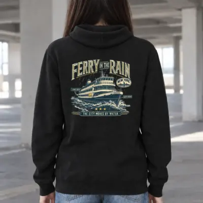 "Ferry in the Rain" Heavy Blend Unisex Pullover Hoodie